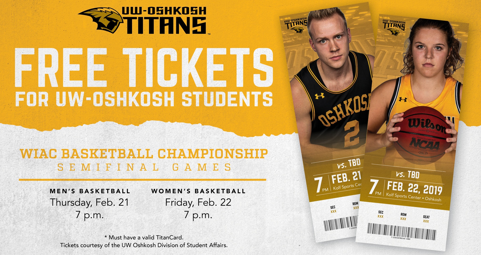Free WIAC Basketball Championship Tickets Available For UW-Oshkosh Students