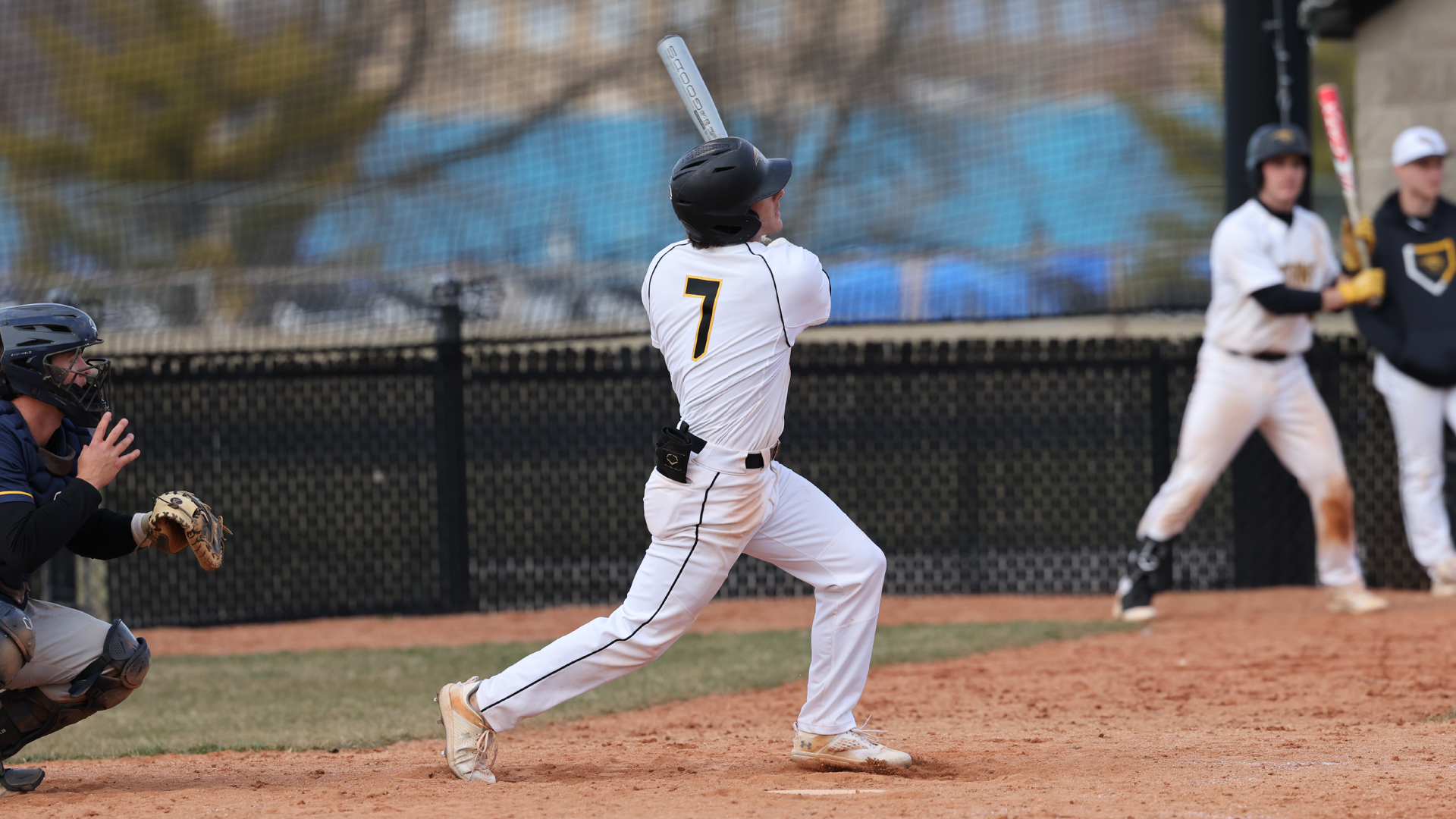 Jake Surane hit the three-run walk-off home run to cap off the Titans' sweep of Eau Claire on Friday. Photo Credit: Steve Frommell, UW-Oshkosh Sports Information