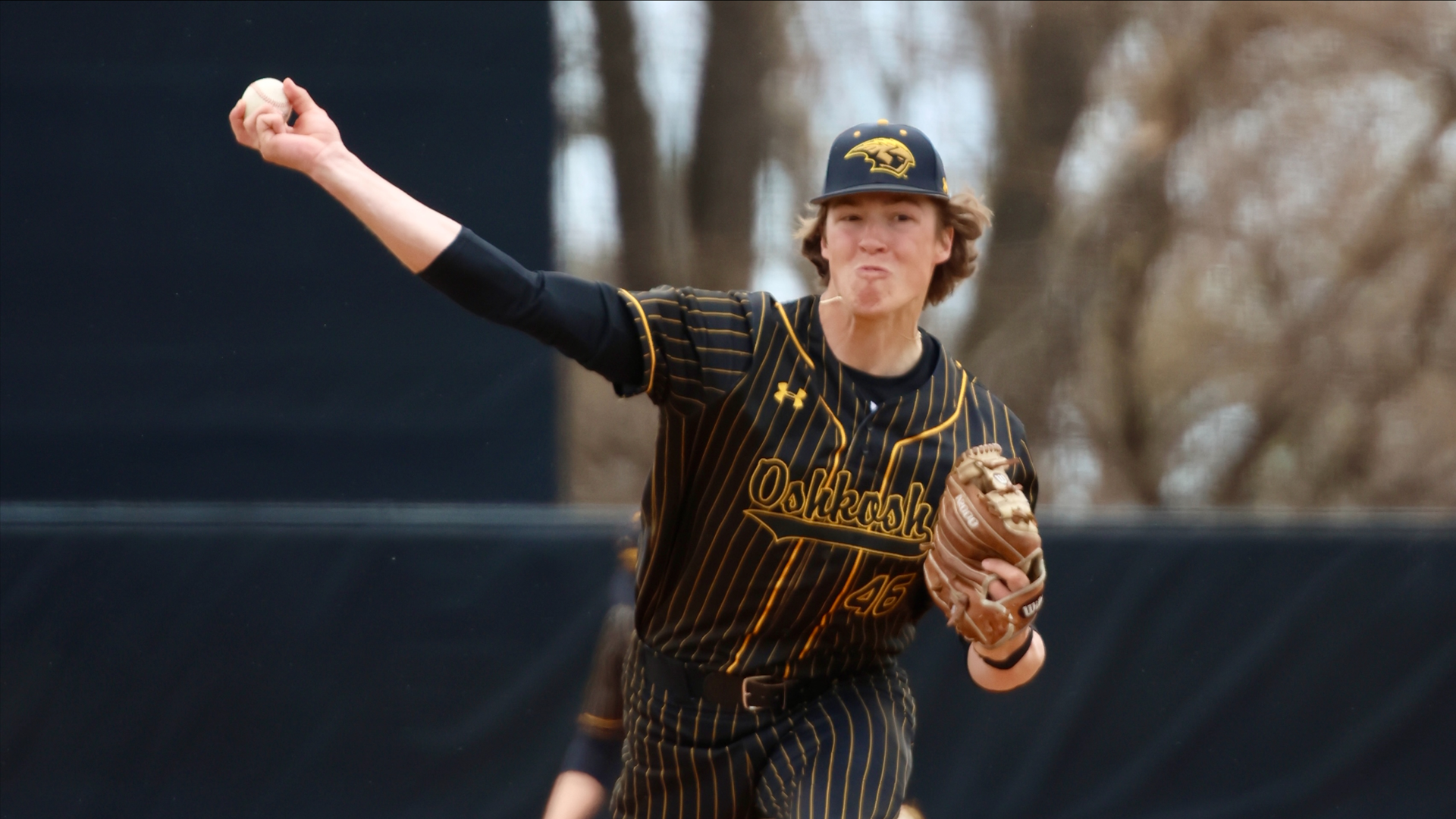 LJ Waco threw 8.0 innings with a career high 14 strikeouts in the Titans' 8-3 win over UW-Stevens Point on Thursday. Photo Credit: Evan Berger, UW-Oshkosh Sports Information