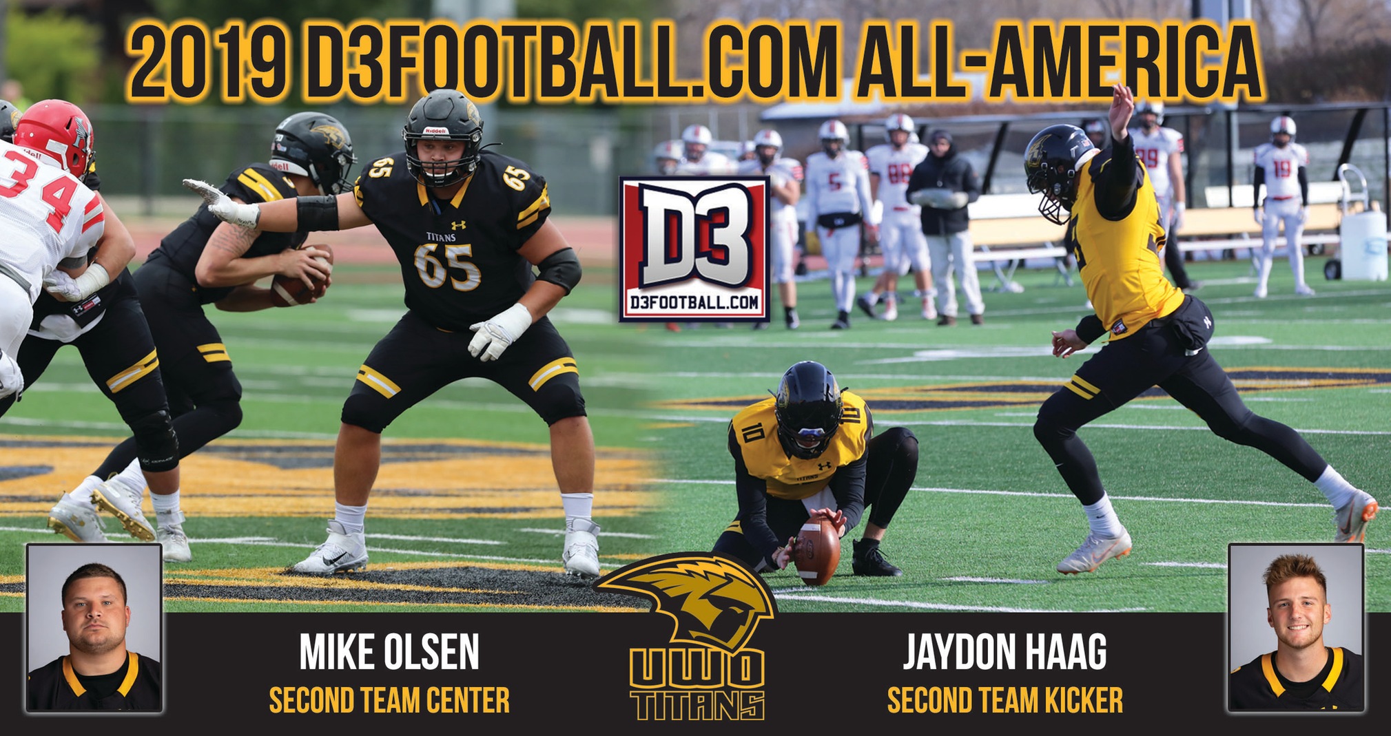 Haag, Olsen Collect D3football.com All-America Honors