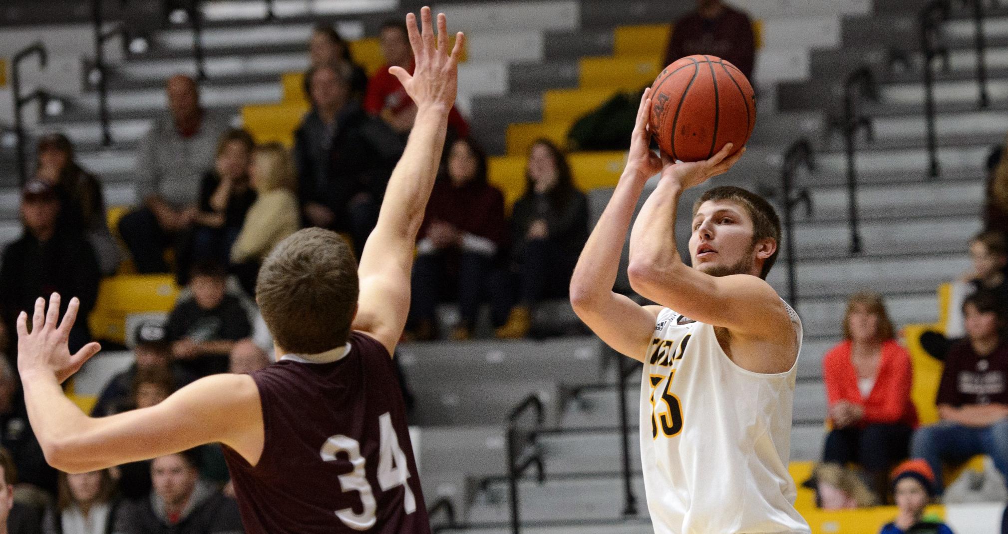 Max Schebel connected on both of his shots while grabbing five rebounds against the Pointers.