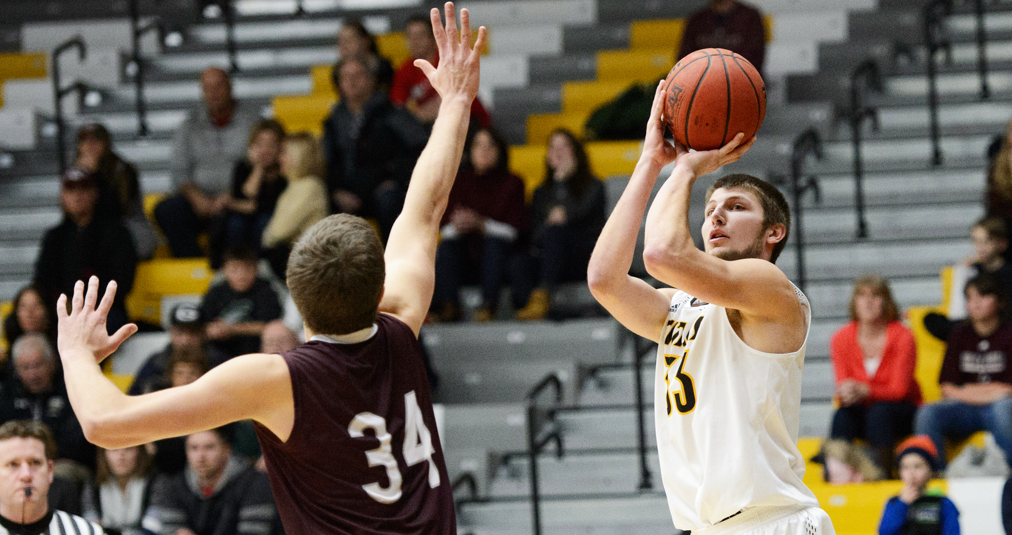 Max Schebel tallied a season-best 12 points and six rebounds against the Eagles.