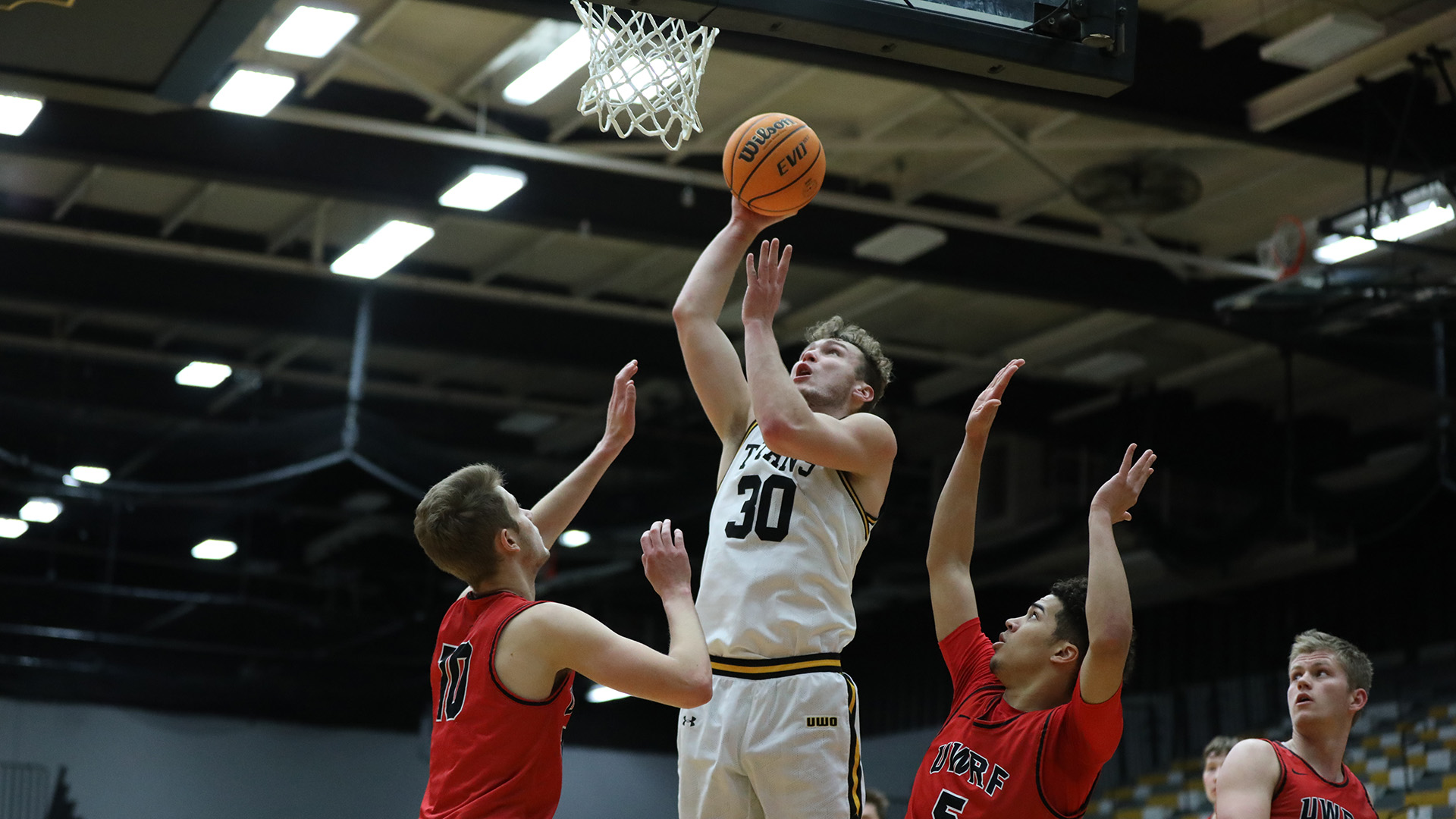 Levi Borchert had a career-high 32 points and 15 rebounds against the Falcons.