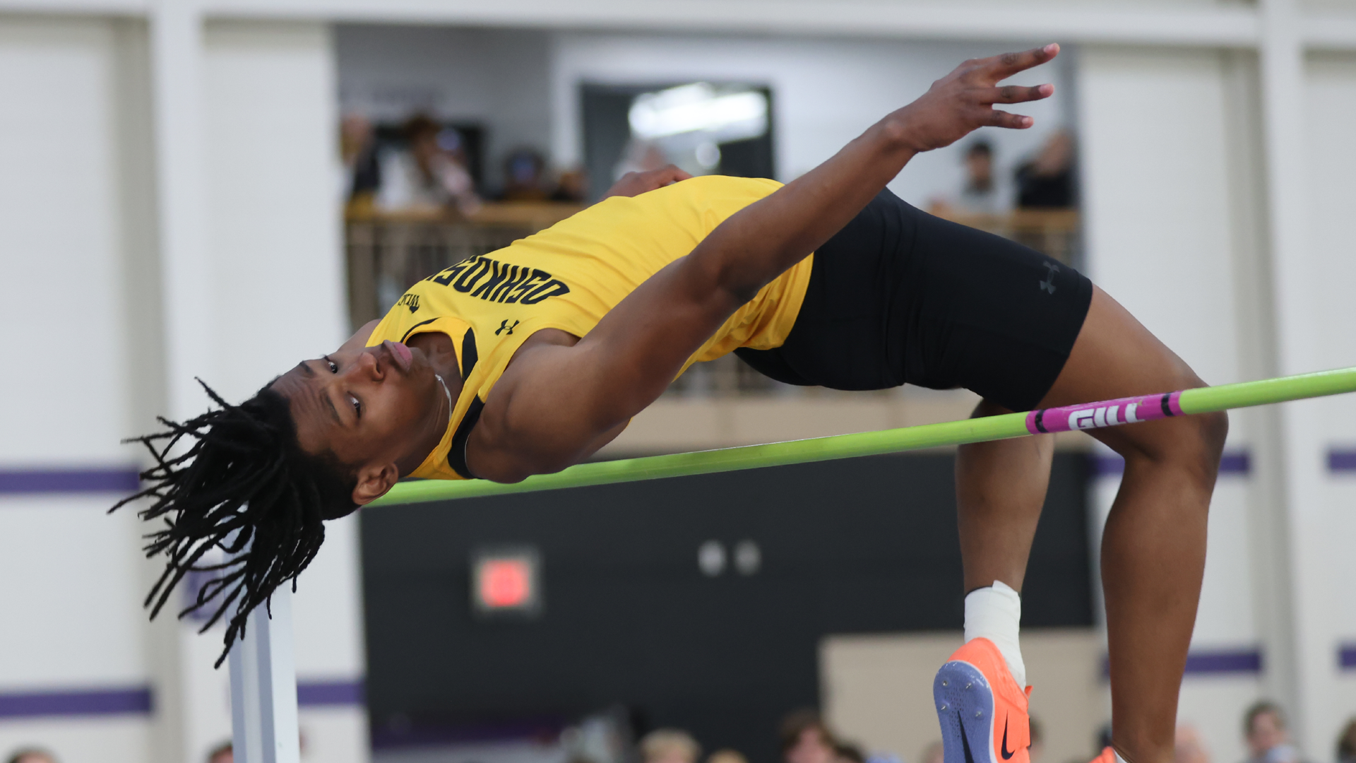 Caleb Cornelius won the WIAC high jump title for the third-straight year on Saturday in Whitewater. Photo Credit: Steve Frommell, UW-Oshkosh Sports Information