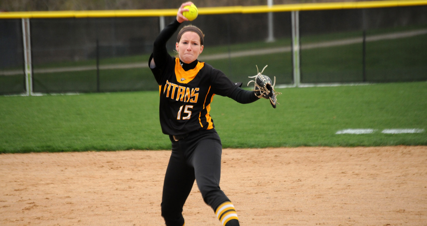 Sara Brunlieb pitched to only 26 batters in recording a four-hit shutout of the Blue Devils in the opener.
