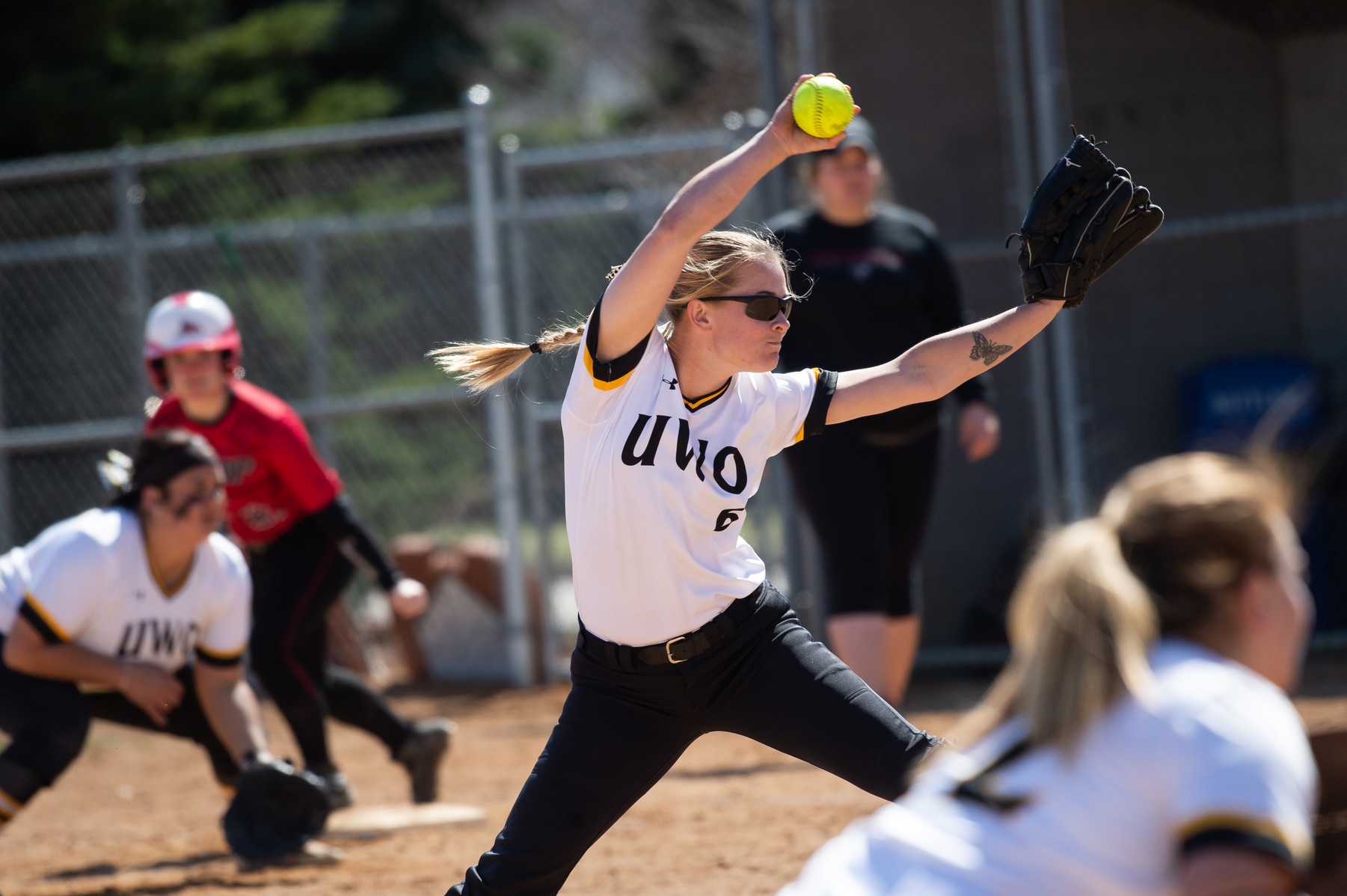 Natalie Dillon picked up a save across 2.1 innings of relief against the Pioneers.
