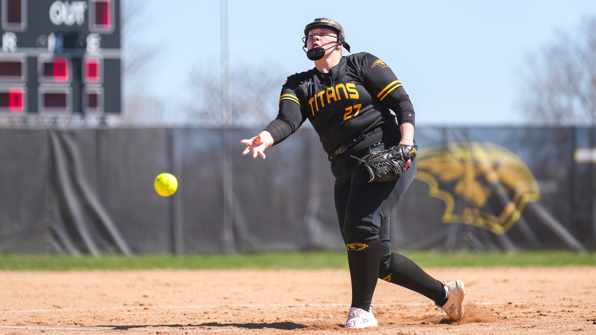Sydney Nemetz struck out eight batters across all five innings of the Titans' 13-2 win over UW-Whitewater on Wednesday. Photo Credit: Steve Frommell, UW-Oshkosh Sports Information