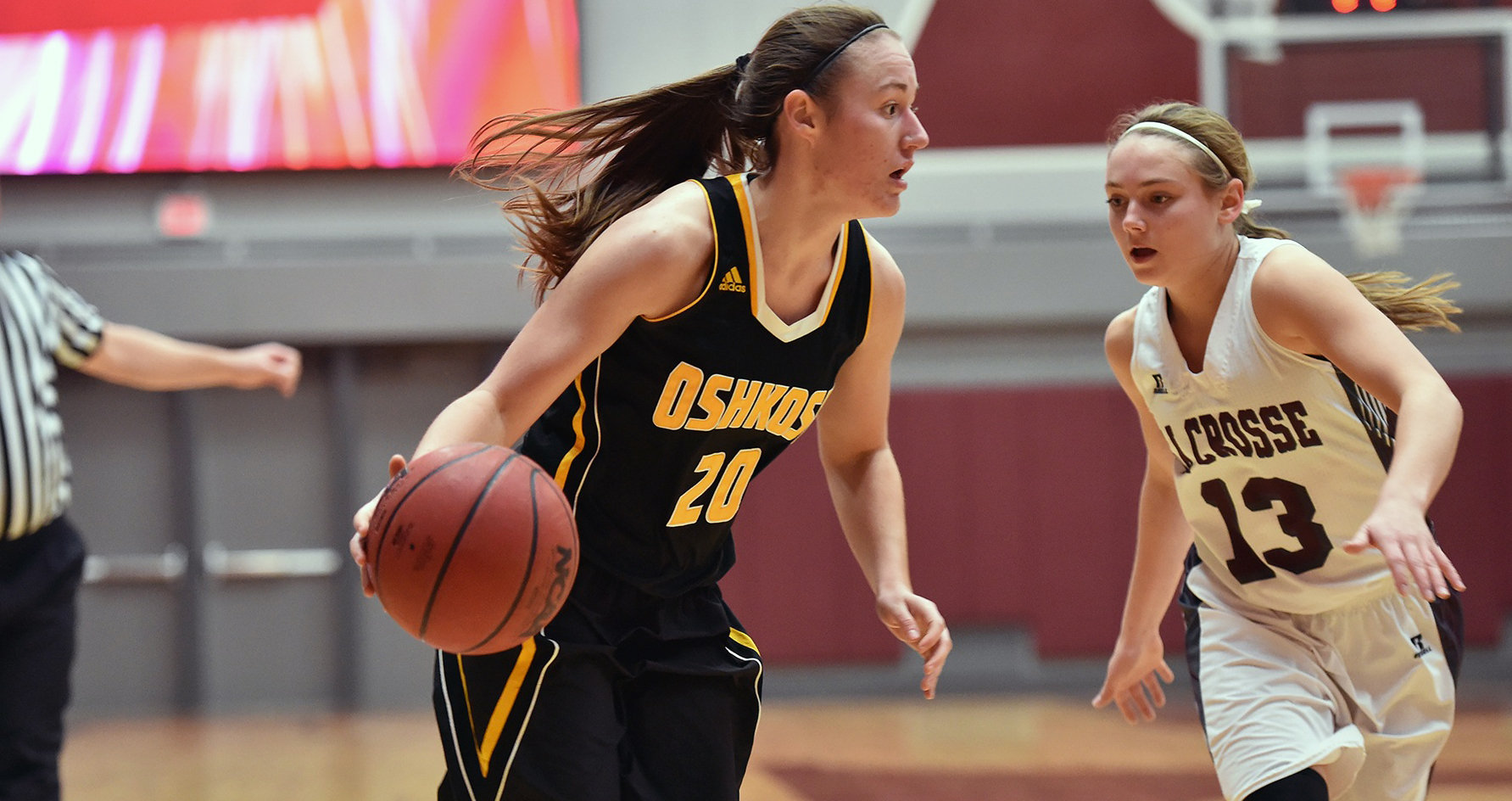 Ashley Neustifter scored two points and grabbed two rebounds as UW-Oshkosh limited UW-La Crosse to just 38 points.