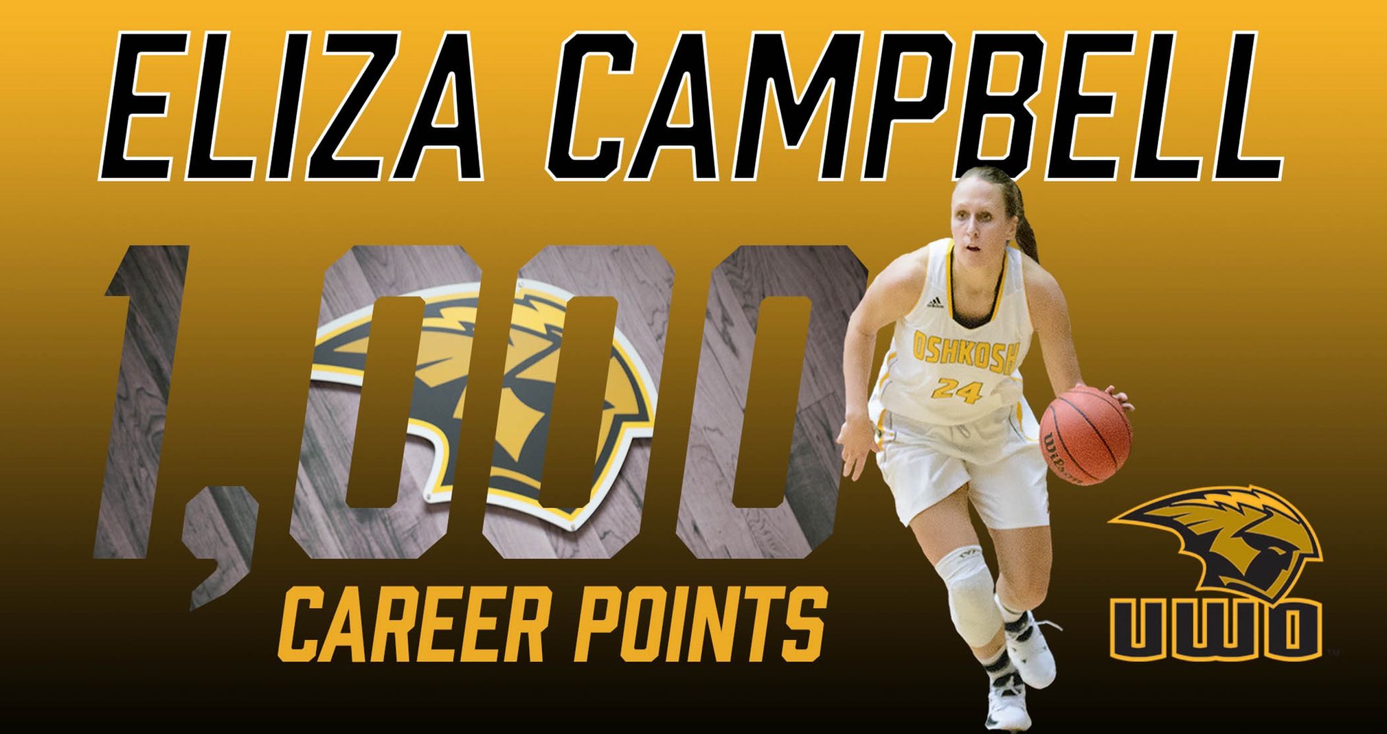 Eliza Campbell became the 21st Titan to reach 1,000 career points during UW-Oshkosh's win over UW-Stout.