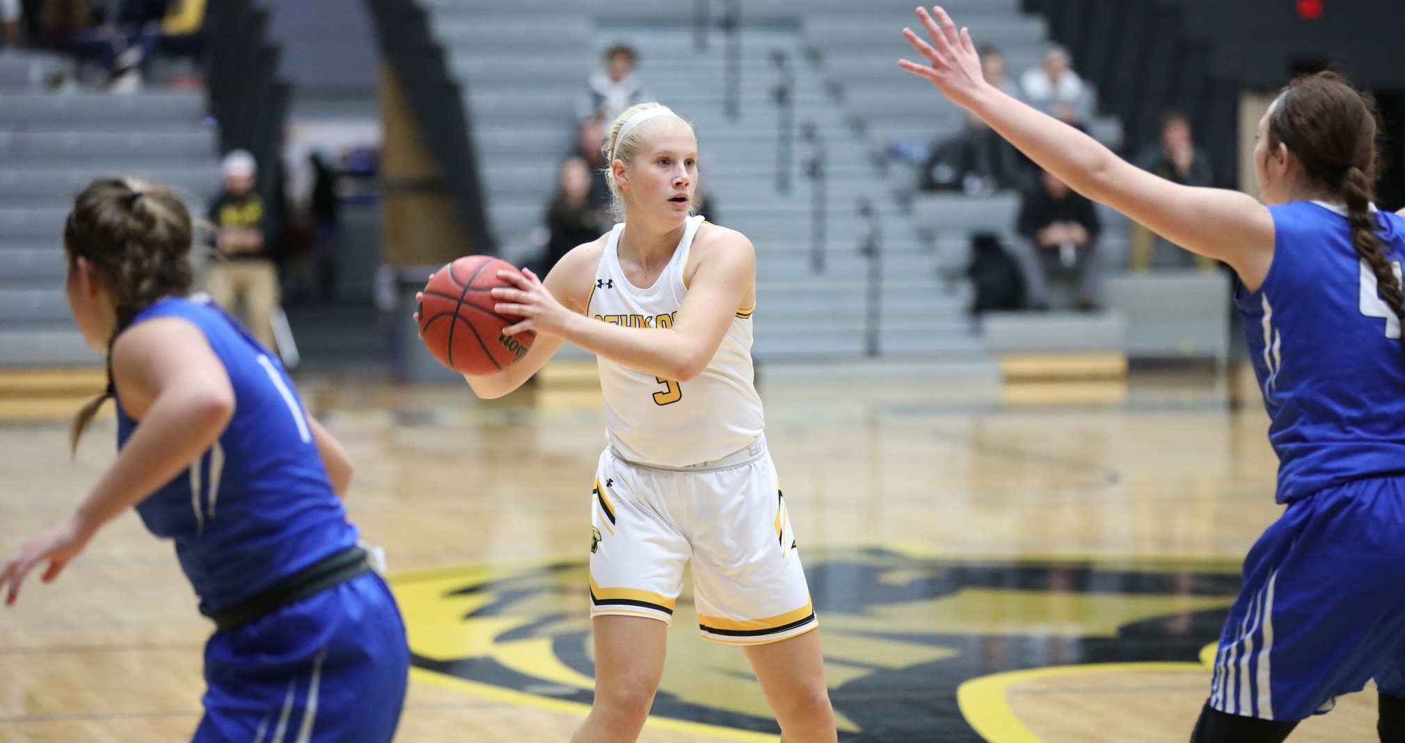 Brooke Freitag played 16 minutes off the bench against the Lady Lions and totaled seven points, eight assists and four steals.