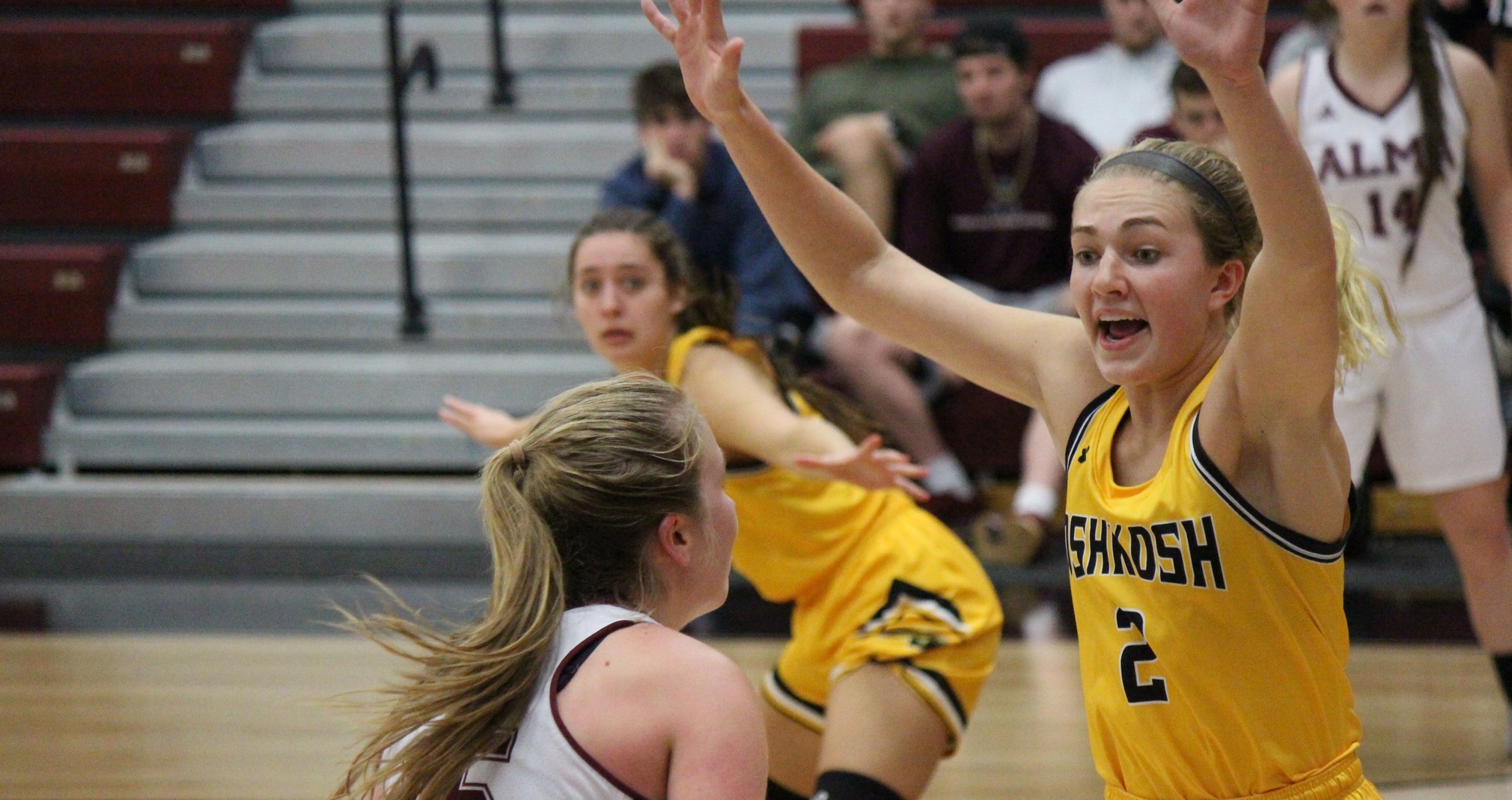 Abby Kaiser (#2) recorded career bests of 11 points and 4 rebounds against Alma College.