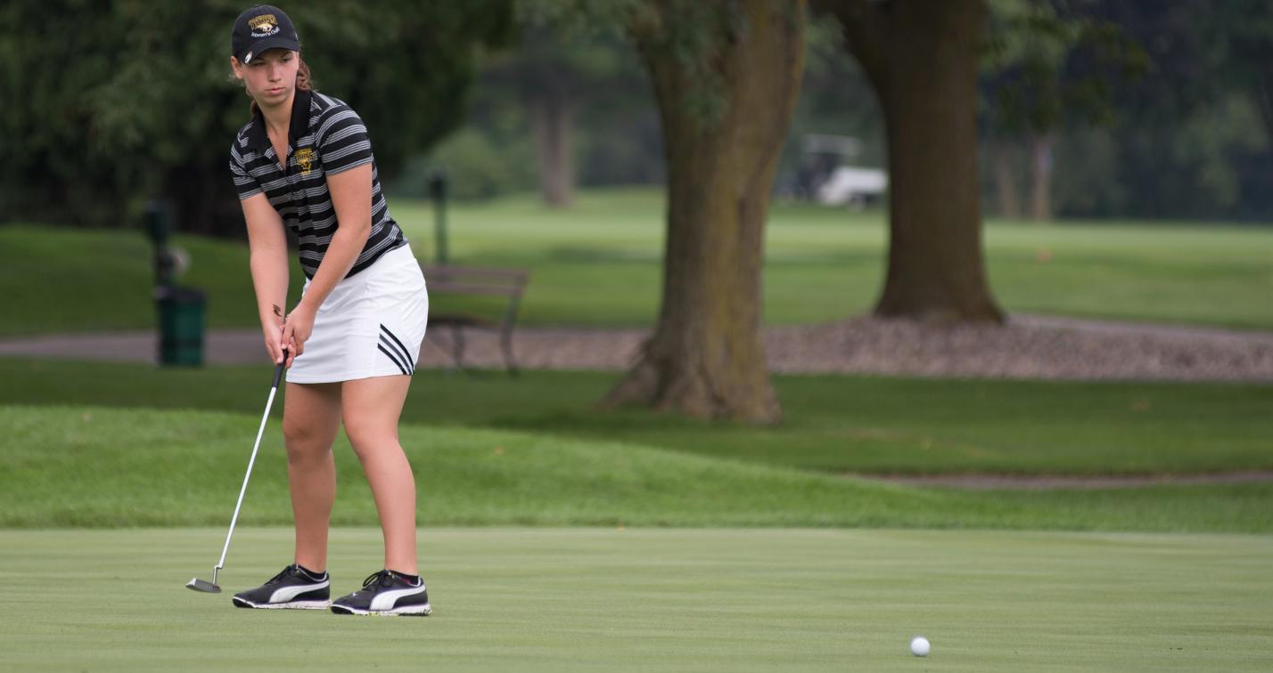 Kayla Priebe placed third among the 52 golfers at the Mad Dawg Invitational.