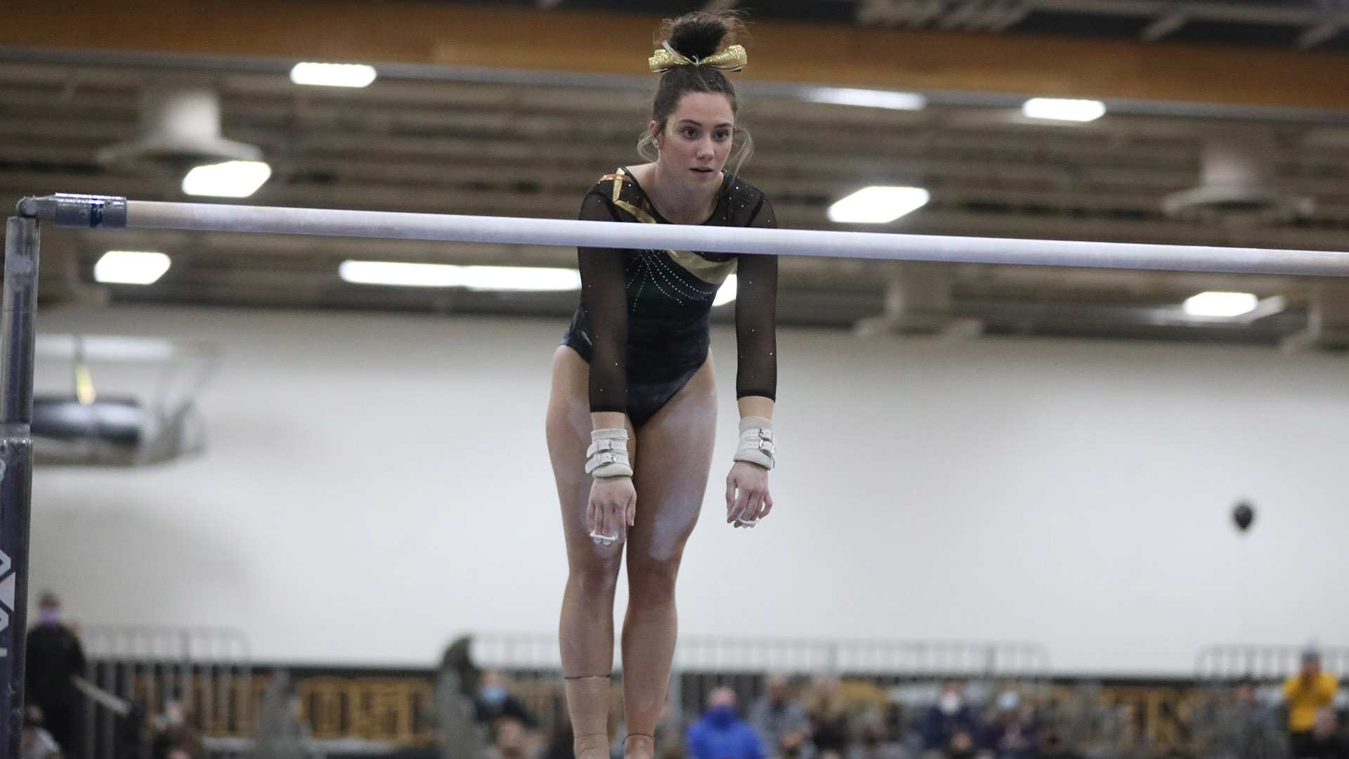 Emily Buffington finished first on both the uneven bars and vault and fifth in the floor exercise against the Eagles.