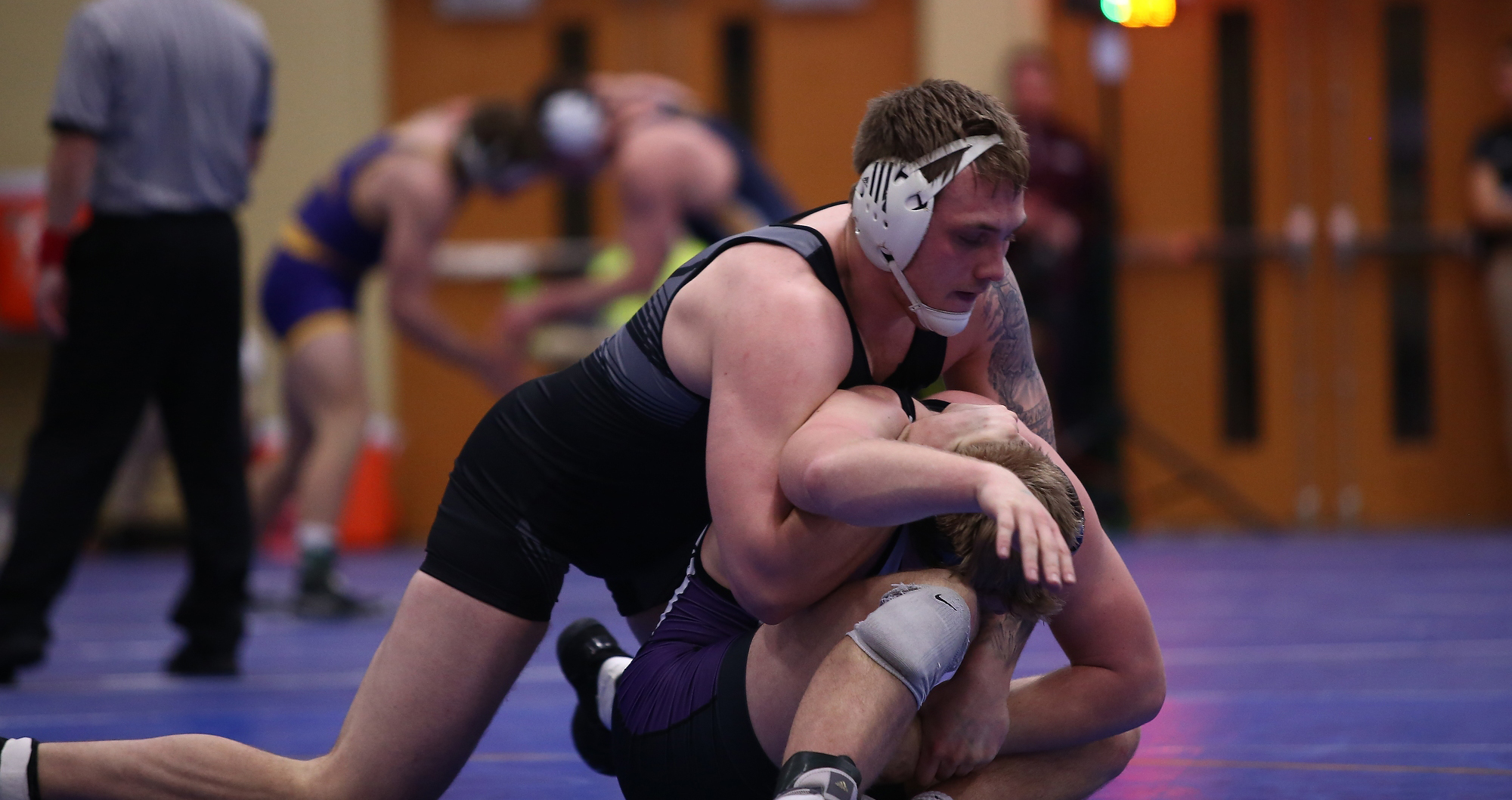 Jordan Lemcke went unbeaten in two matches at the NWCA Multi-Division National Dual Meet Championships.