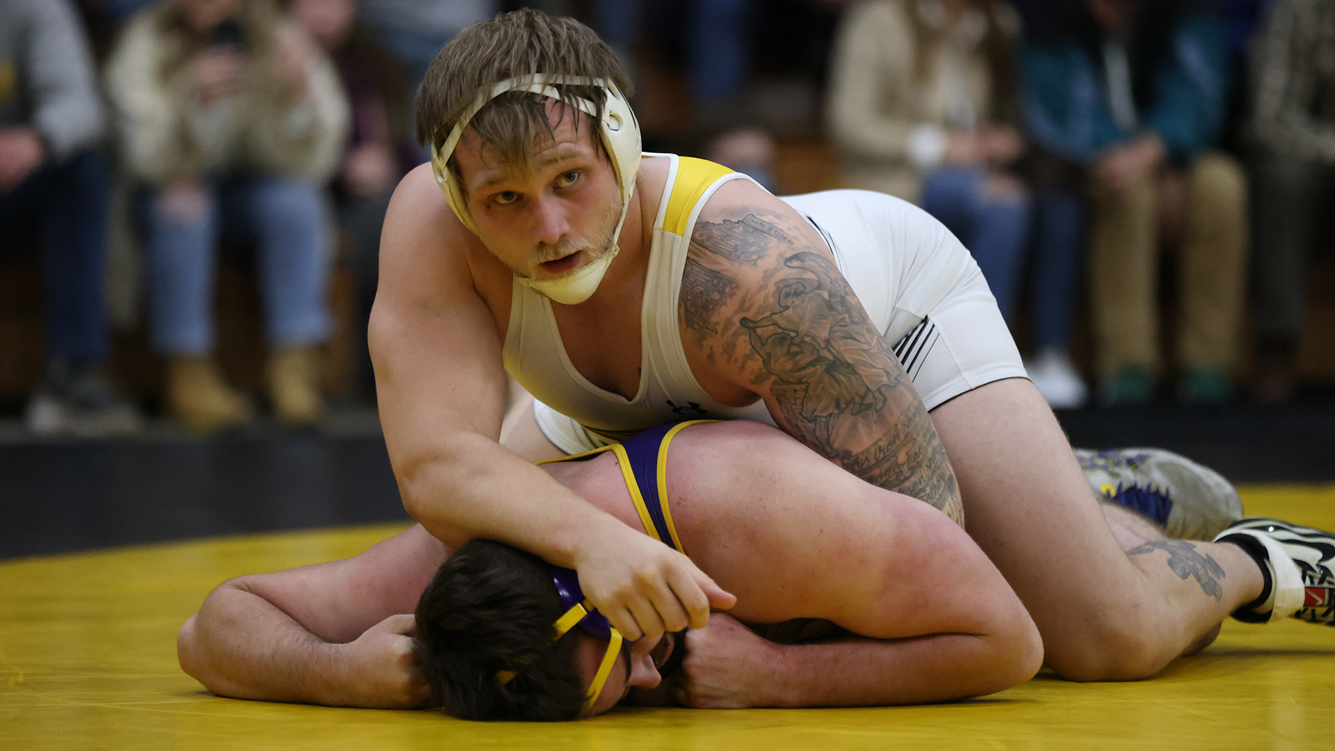 Jordan Lemcke went unbeaten in four matches to win the 285-pound title at the Milwaukee School of Engineering Invitational.