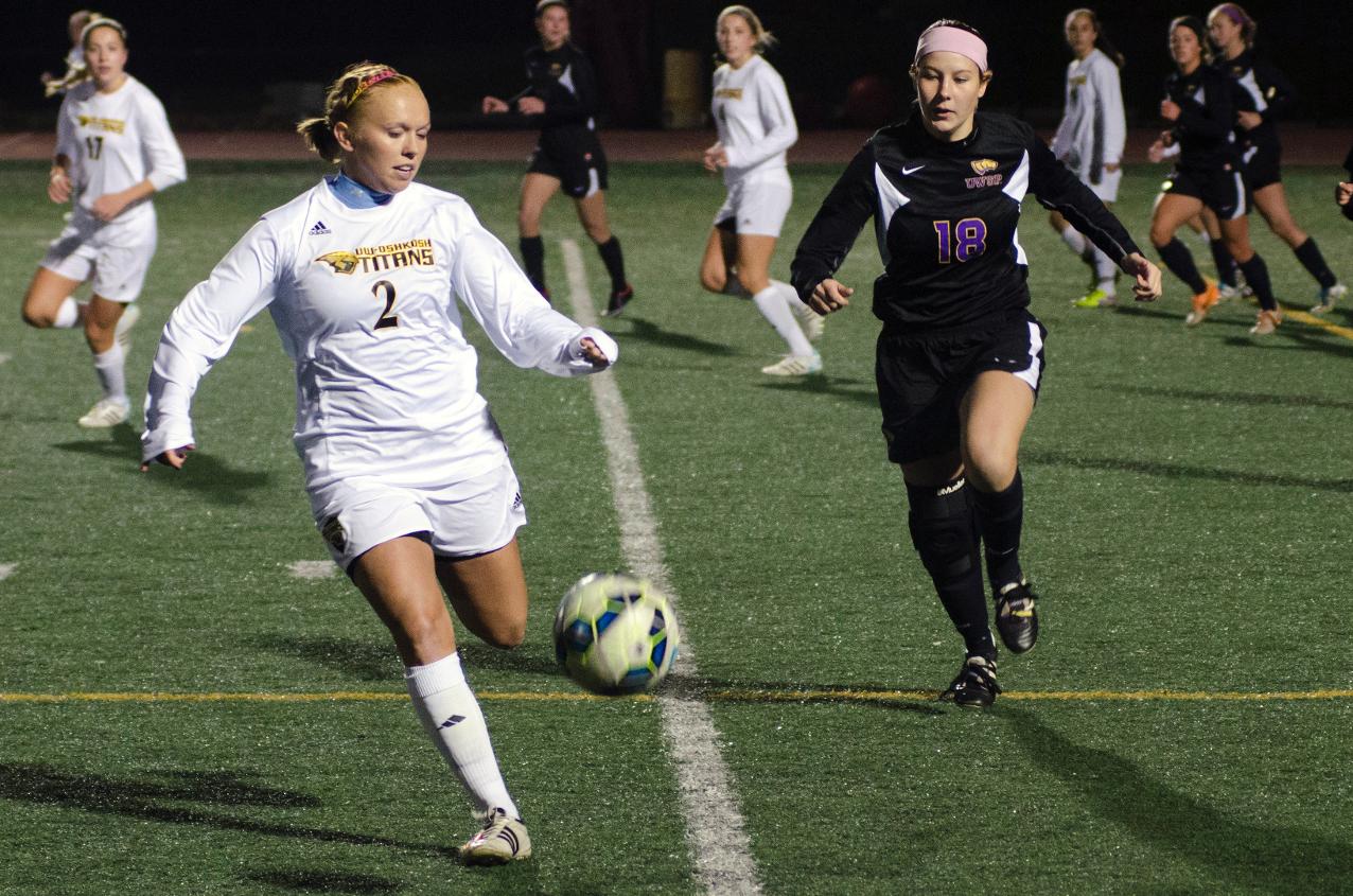 Megan White put UW-Oshkosh ahead and then assisted on the Titans' second goal against the Pointers.