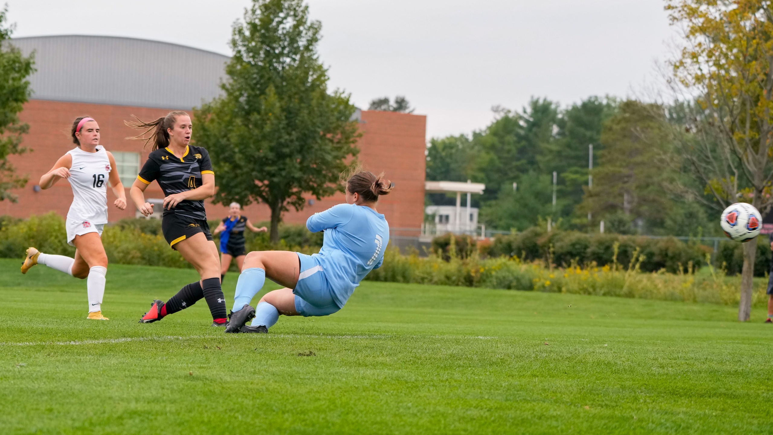 Riley Kaufmann scored her match-winning goal against the Pioneers on this kick during the 72nd minute of play.