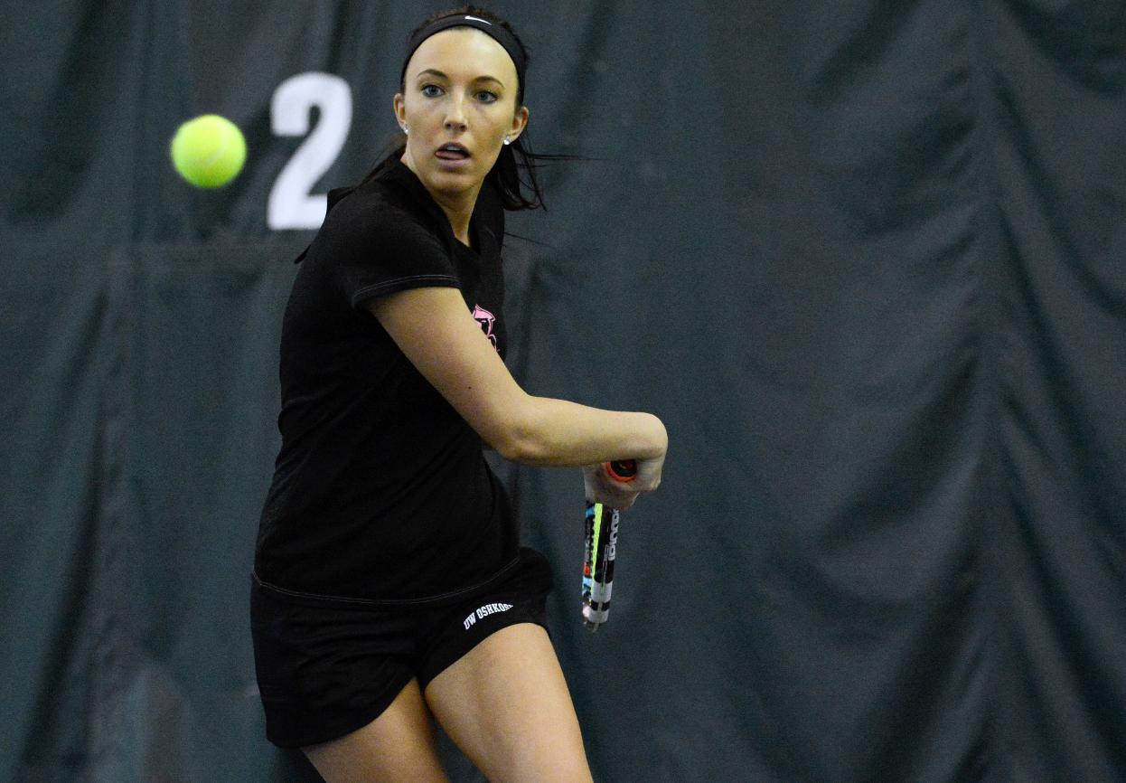 Hannah Bostwick lost a 6-2, 6-4 decision at No. 5 singles to Carthage College's Kristen Kalinka.