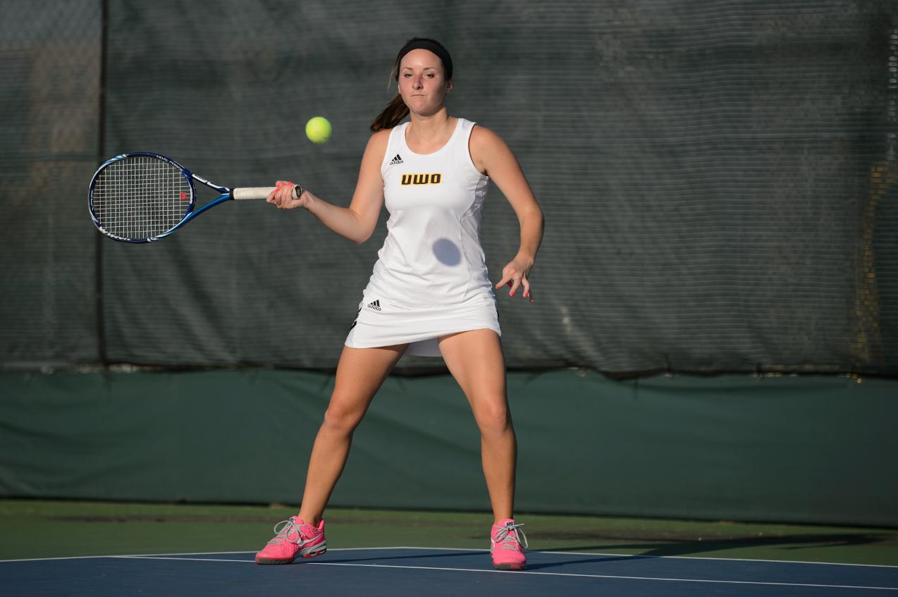 Erica Van Riper finished fourth in both No. 1 singles and No. 1 doubles at the 2014 WIAC Championship.