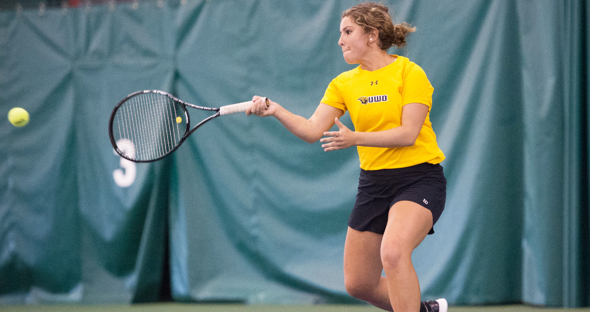 Hannah Peters (pictured) and Bailey Sagen suffered a 9-7 loss to UW-La Crosse's No. 1 doubles team.