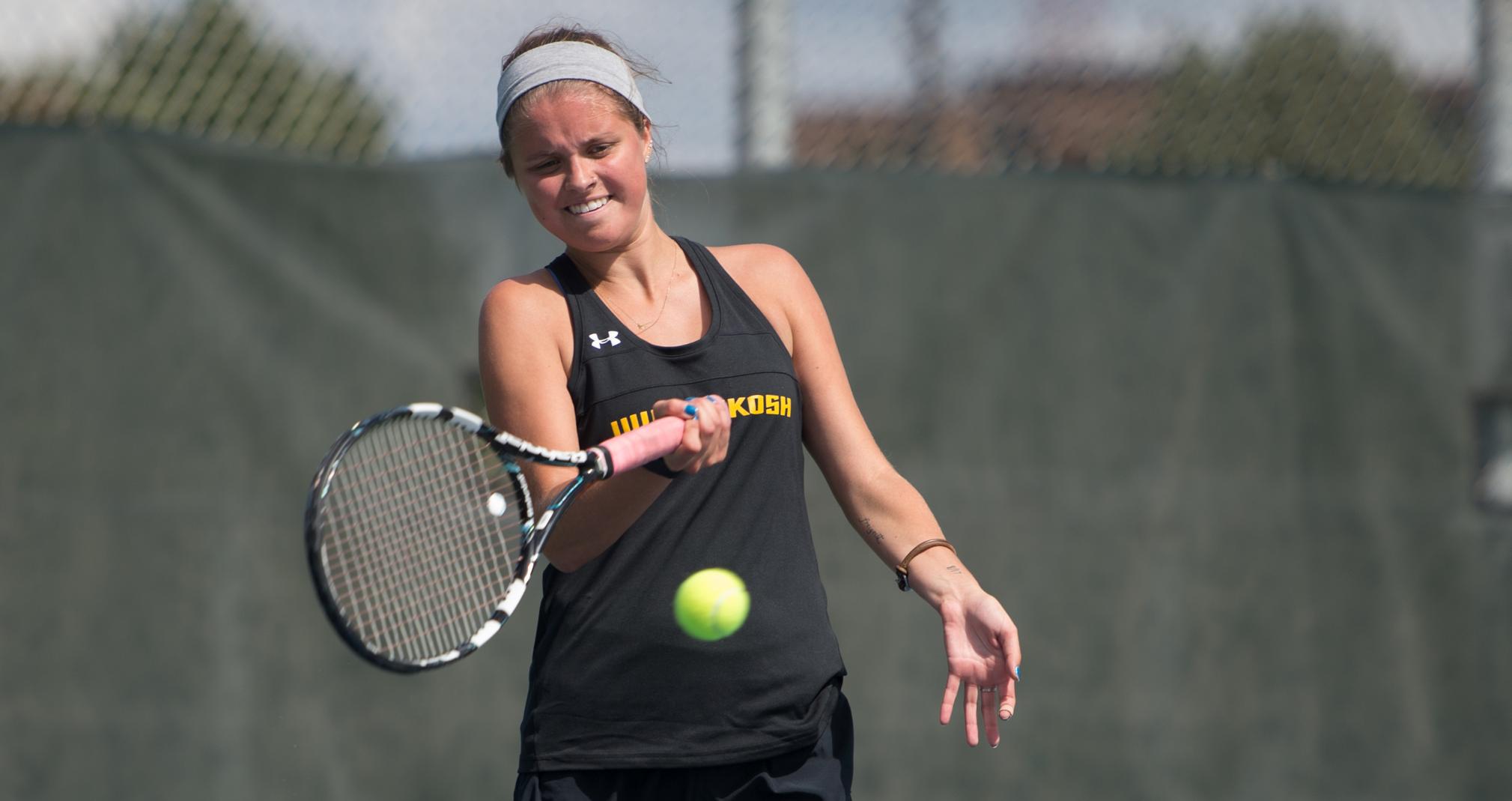 Hannah Nauth and Ashlee Polena (pictured) lost an 8-2 decision at No. 3 doubles against the Blugolds.