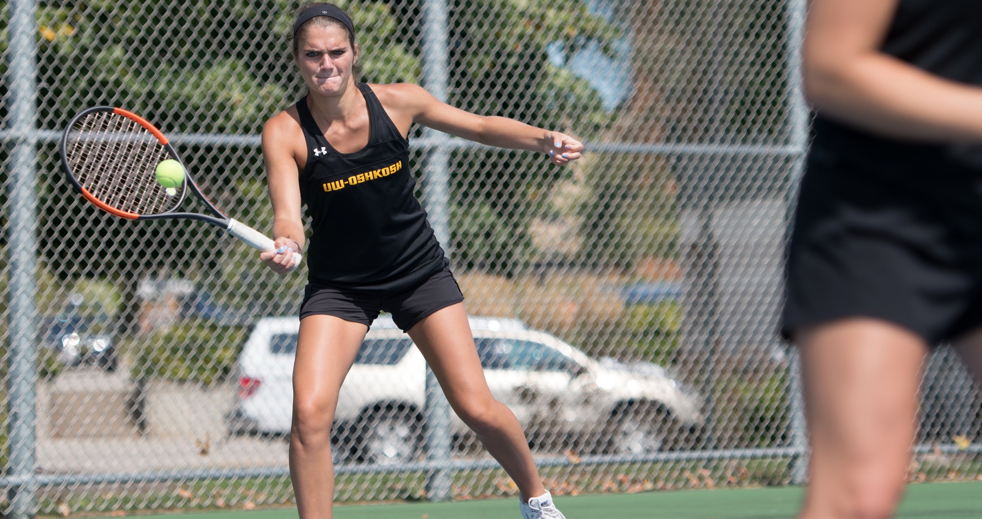 Alyssa Leffler won contests at both No. 2 singles and No. 2 doubles against the Falcons.