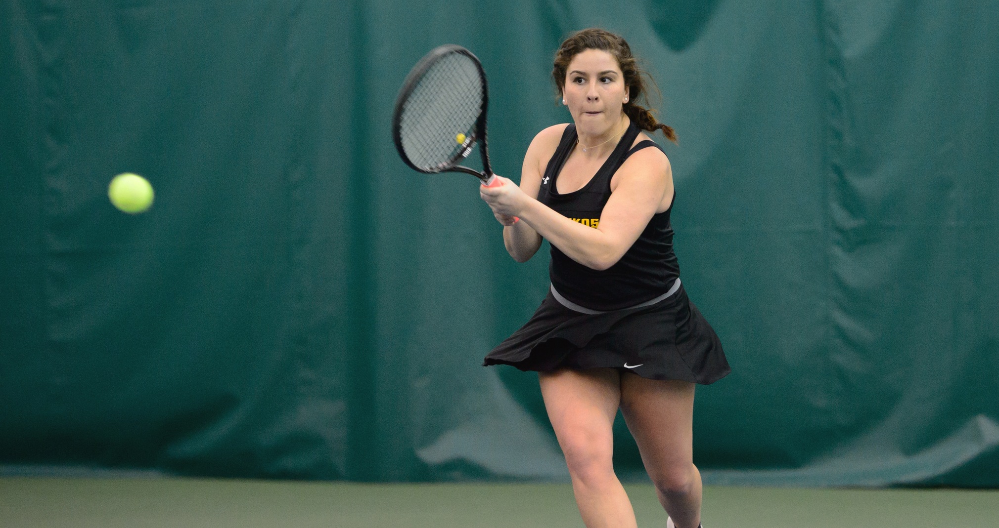 Hannah Peters won the No. 2 singles contest over the Green Knights' Claire Hetzel.