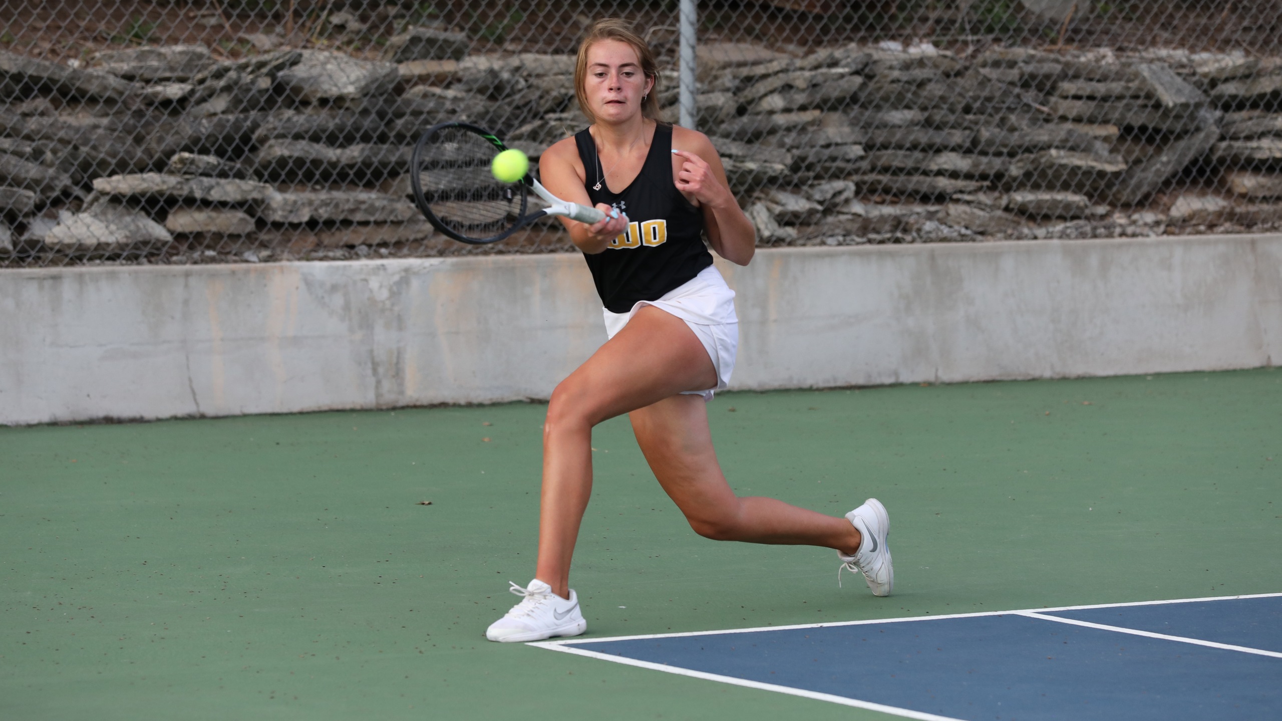 Alyssa Pattee won contests at both No. 2 singles and No. 2 doubles against the Red Hawks.