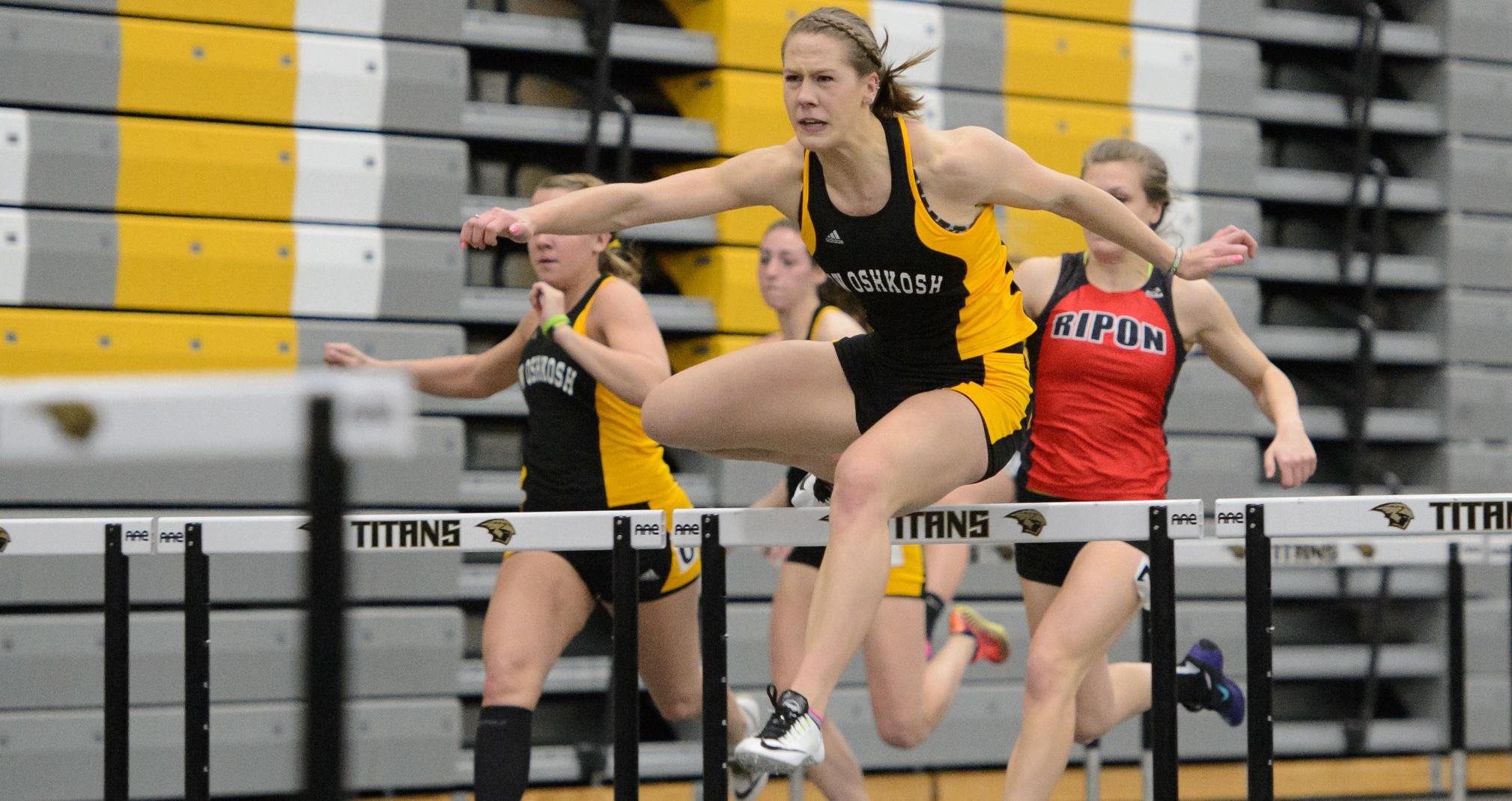 Taylor Sherry broke her own school record in the 60-meter hurdles with a time of 8.88 seconds.