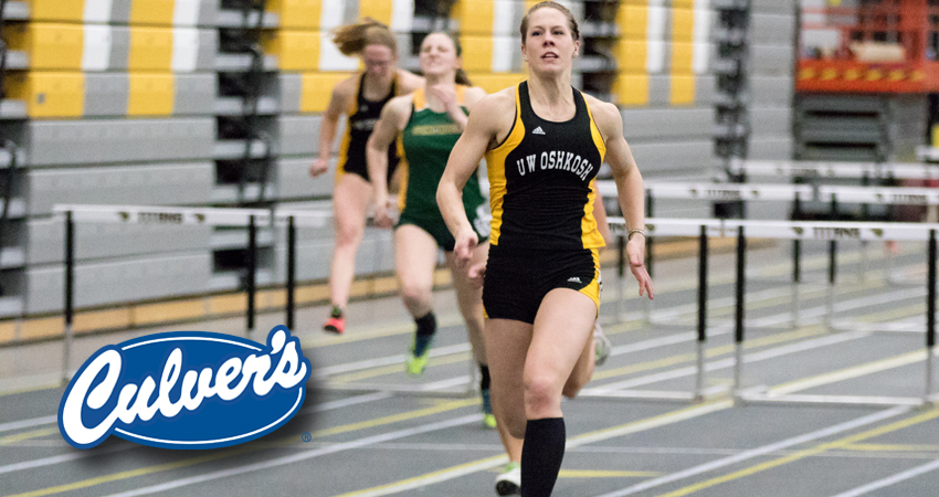 Taylor Sherry holds UW-Oshkosh indoor records in both the 60-meter hurdles and pentathlon.