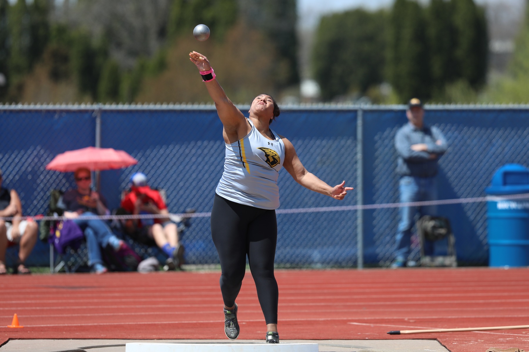 Isabella Samuels finished fourth in the shot put at the Augustana College Twilight Invitational.