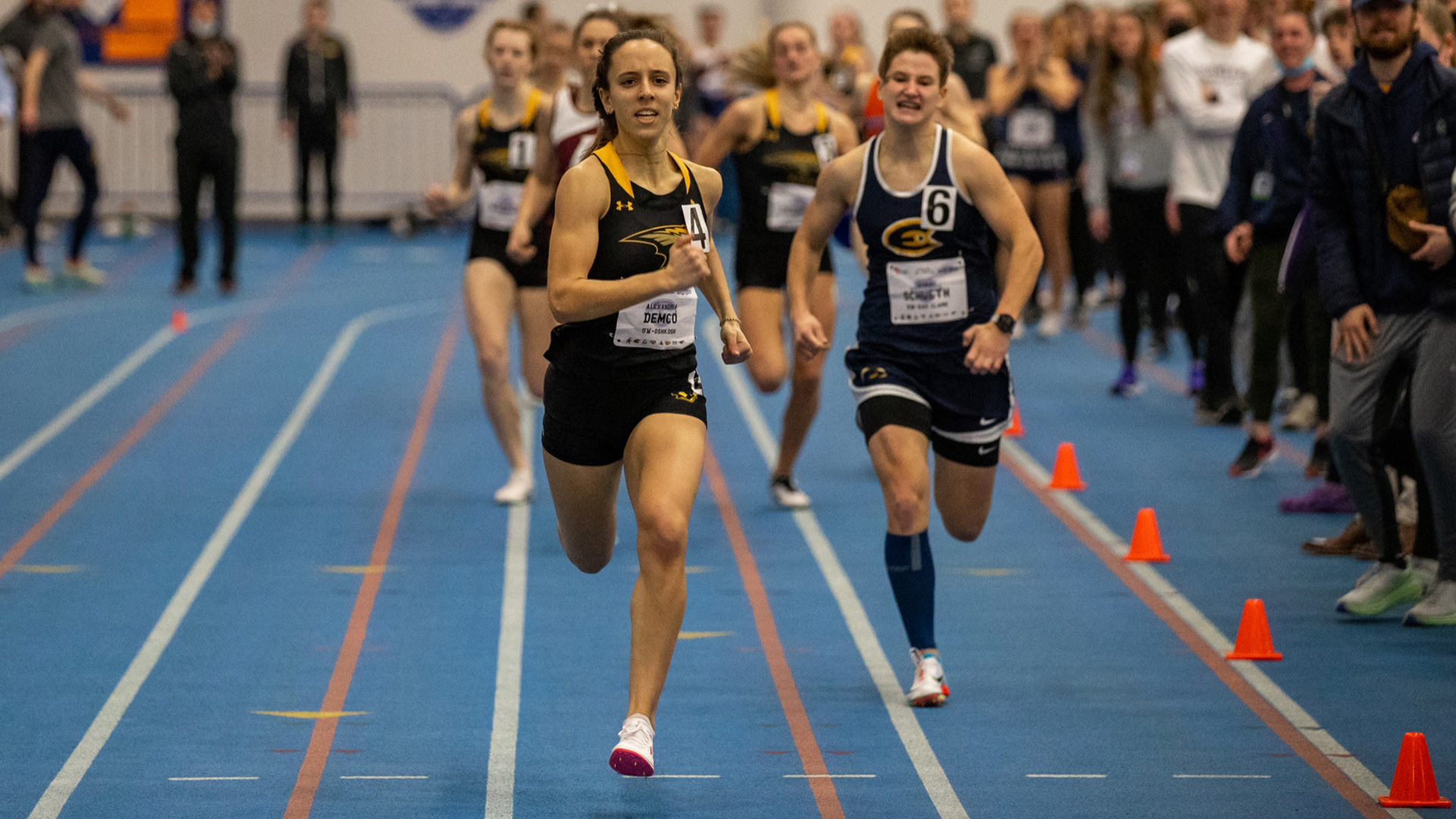 Alexandria Demco won the 800-meter and mile runs and helped the Titans' distance medley relay team finish first at the WIAC Championship.