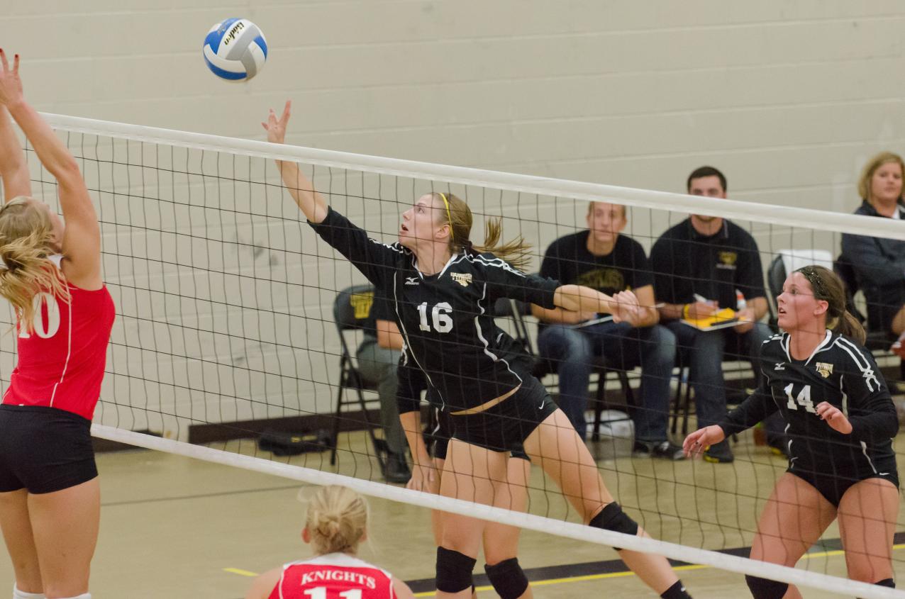 Presley Neuman tallied six kills and two blocks for the Titans