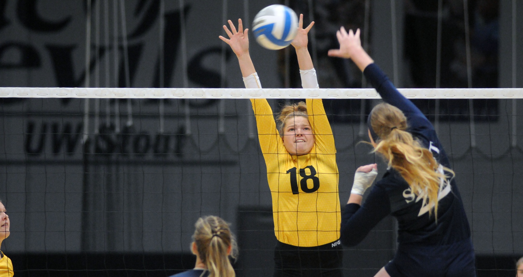 Renee Rush had seven kills, three digs and one solo block against UW-Stout.