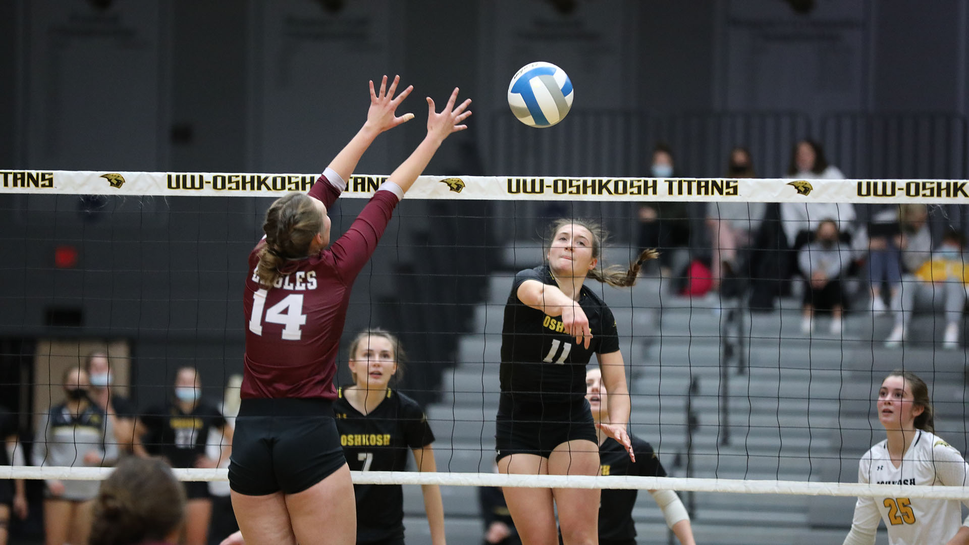 Riley Kindt had four kills on six errorless attempts in one set played against Hollins University.