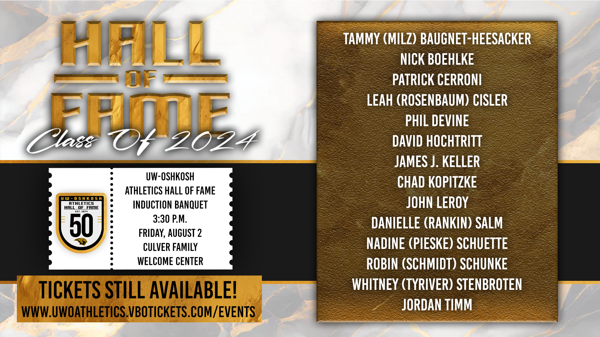 Tickets Still Available For Hall Of Fame Induction Banquet