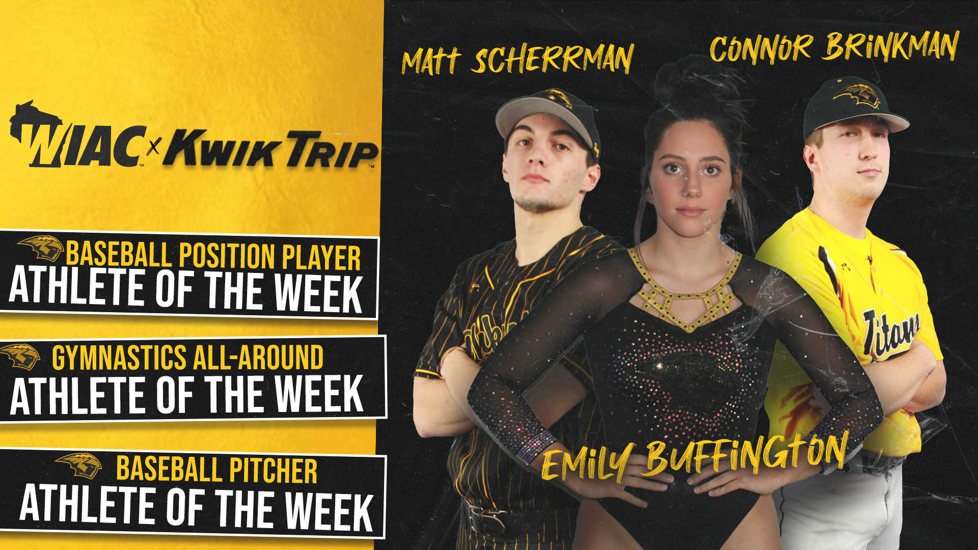 Scherrman, Brinkman and Buffington named WIAC x Kwik Trip Athletes of the Week