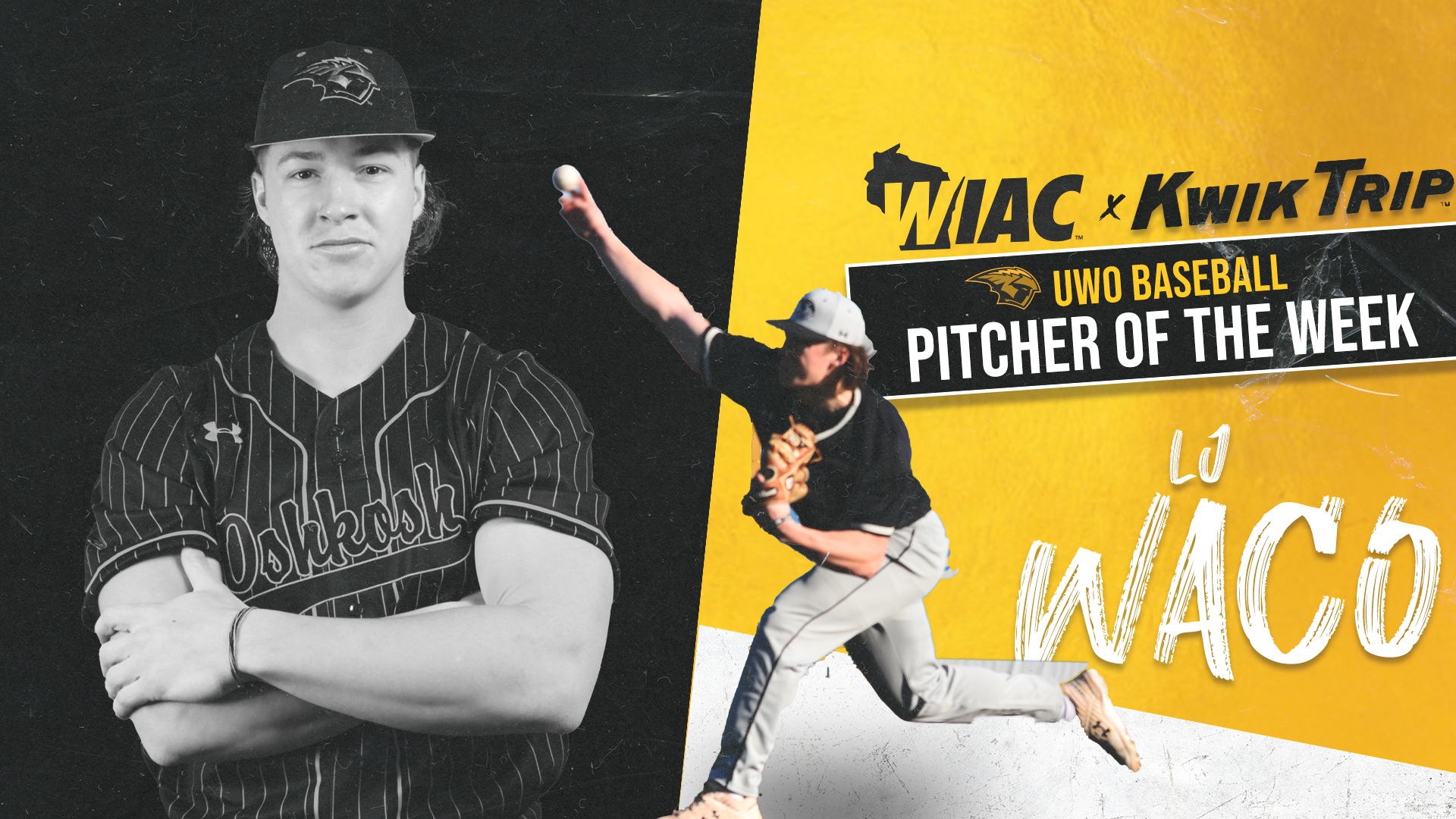 LJ Waco, WIAC x Kwik Trip Pitcher of the Week (April 24-30)