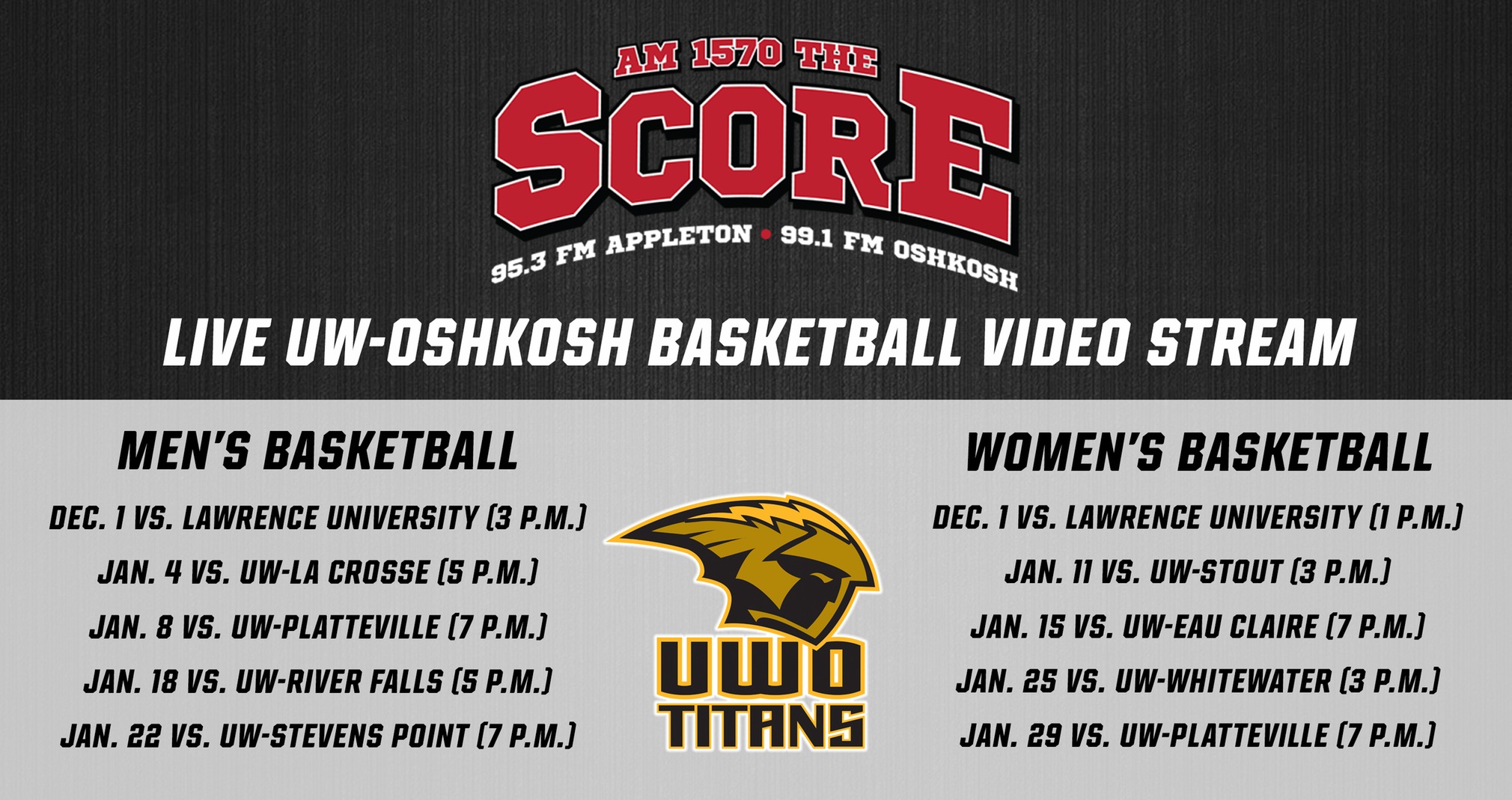 The Score To Video Stream 10 UW-Oshkosh Basketball Games