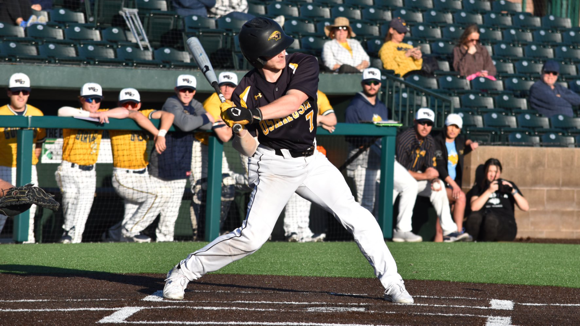 Jake Surane went five-for-eight with an RBI and three runs in the Titans' games against North Park and Webster on Saturday. Photo Credit: Jennifer Zuberbier, UW-Oshkosh Athletics