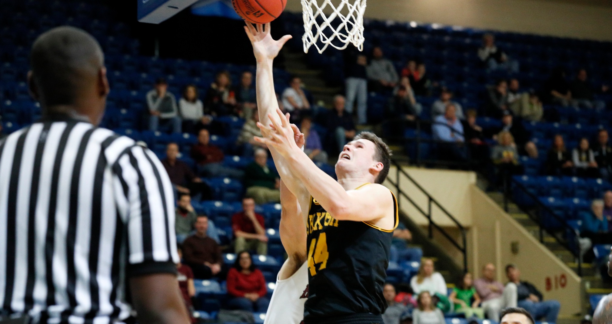 Jack Flynn recorded his ninth career double-double with 20 points and 10 rebounds against the Lions.