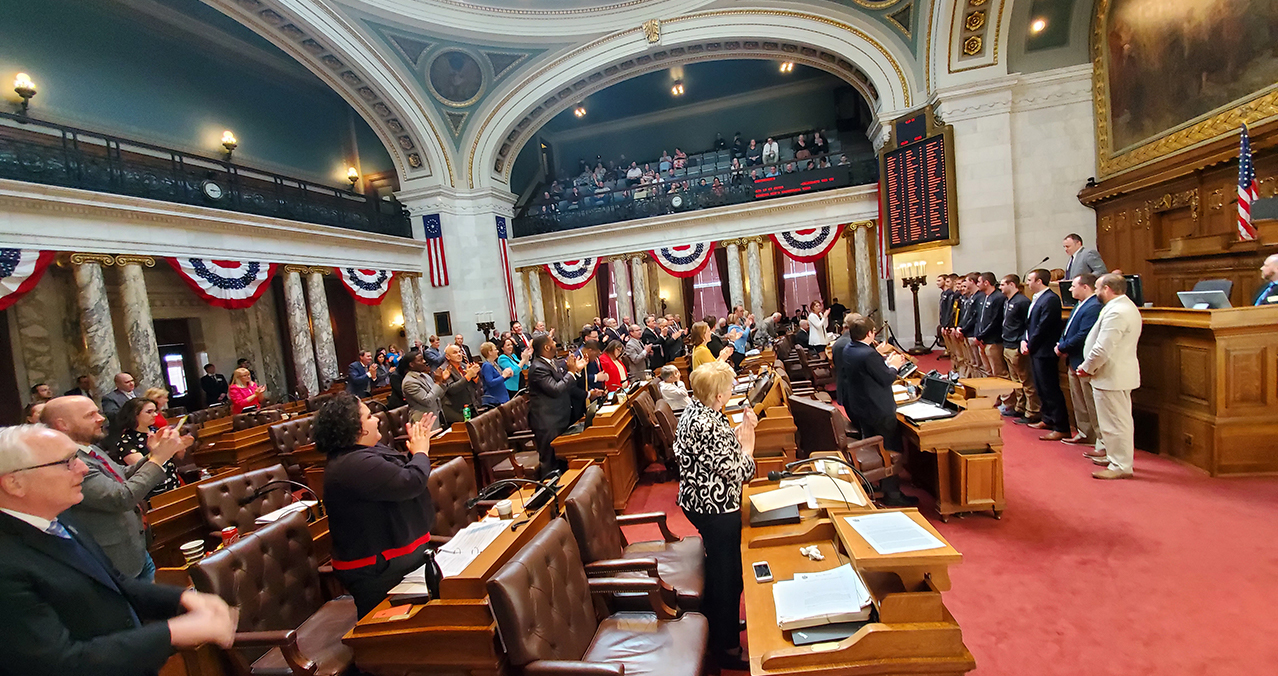 Members of the UW-Oshkosh men's basketball team were honored by the Wisconsin State Assembly.