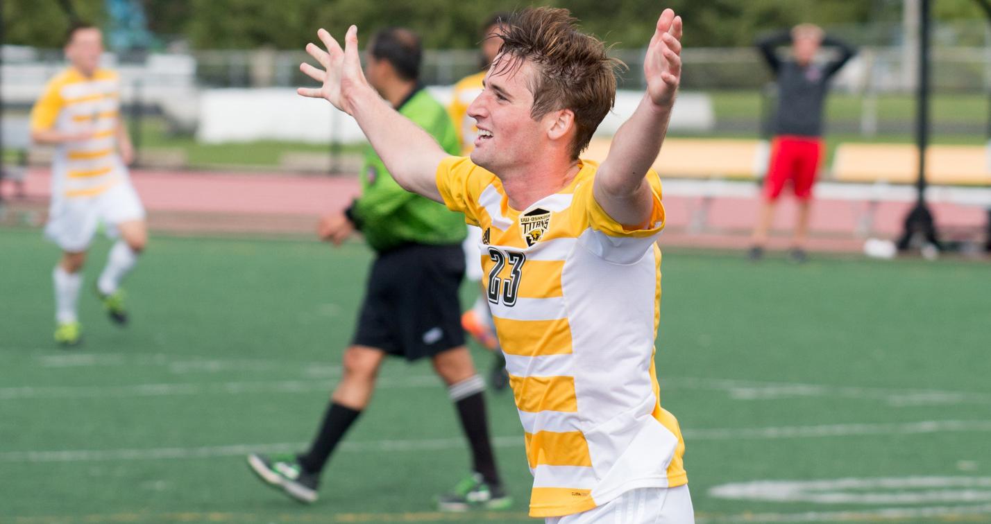 Malcolm Jeffris gave UW-Oshkosh a 2-1 victory with his goal during the second overtime period.