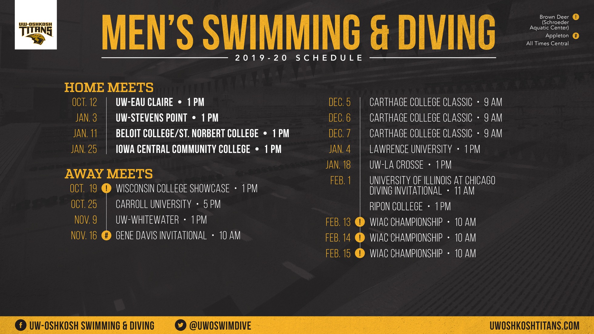 Titans To Host Four Men's Swimming & Diving Meets