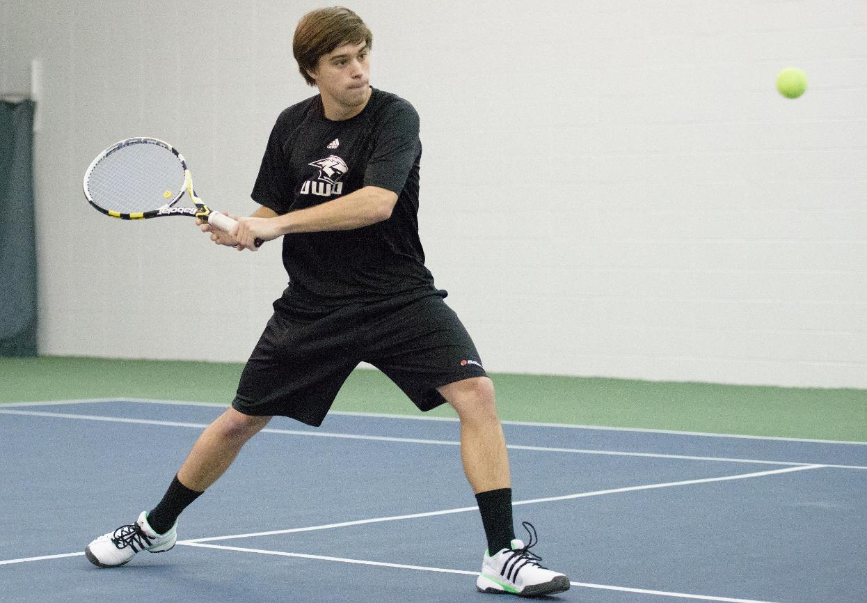Adam Martin lost only two games during his 6-0, 6-2 win over Matthew Slaughter at No. 4 singles.