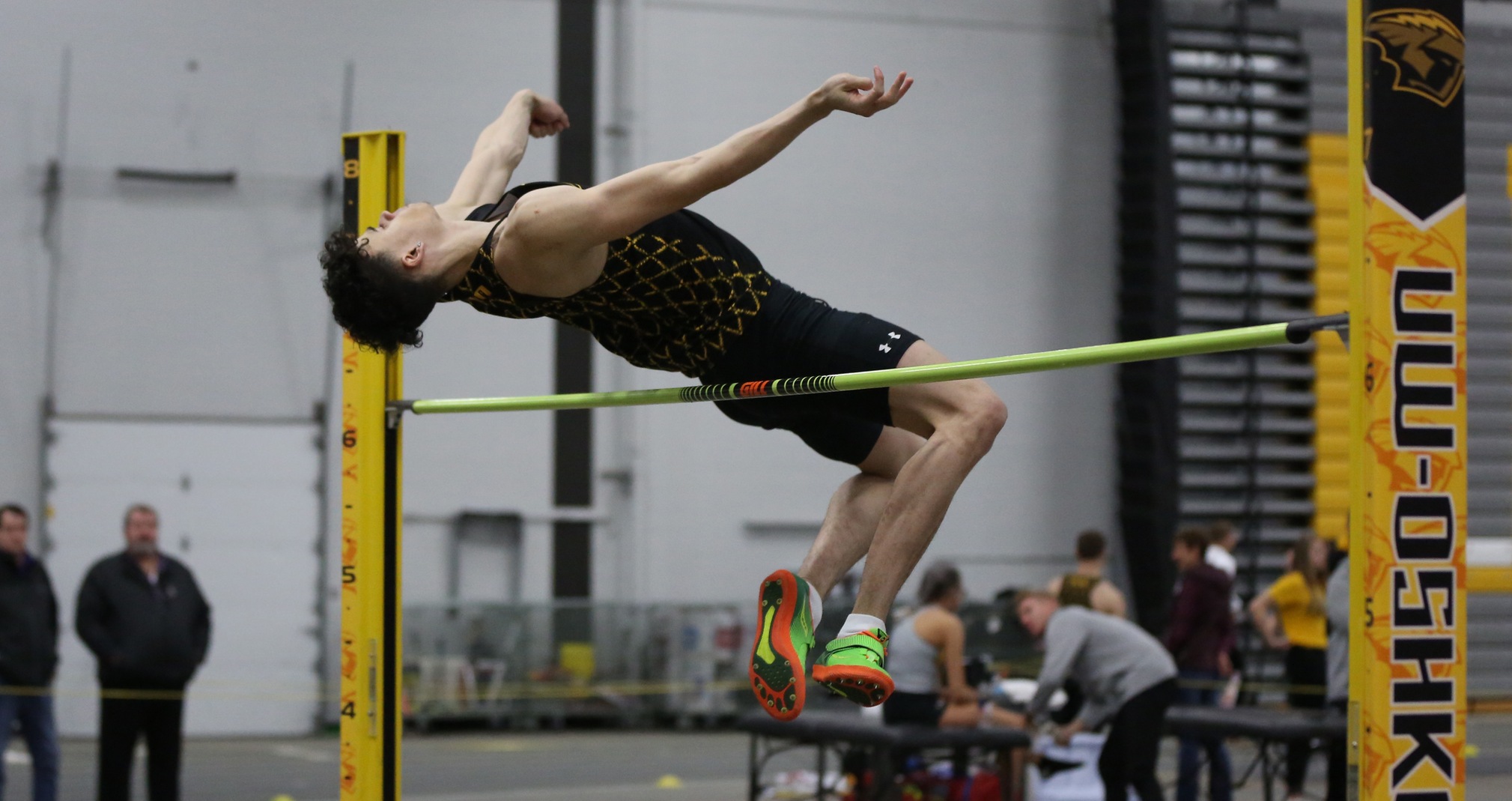 Justin Rivers won the high jump with a leap of 6-8 3/4 during the Titans' victory over Lawrence University.