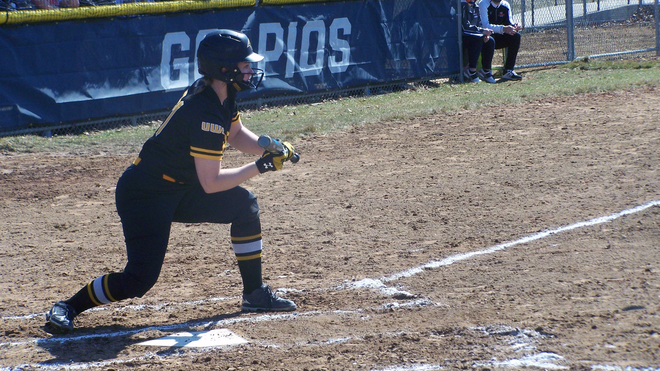 Amanda Mc Ilhany gave UW-Oshkosh a 2-1 lead with her fourth-inning squeeze bunt during the Titans' second game against the Pioneers.