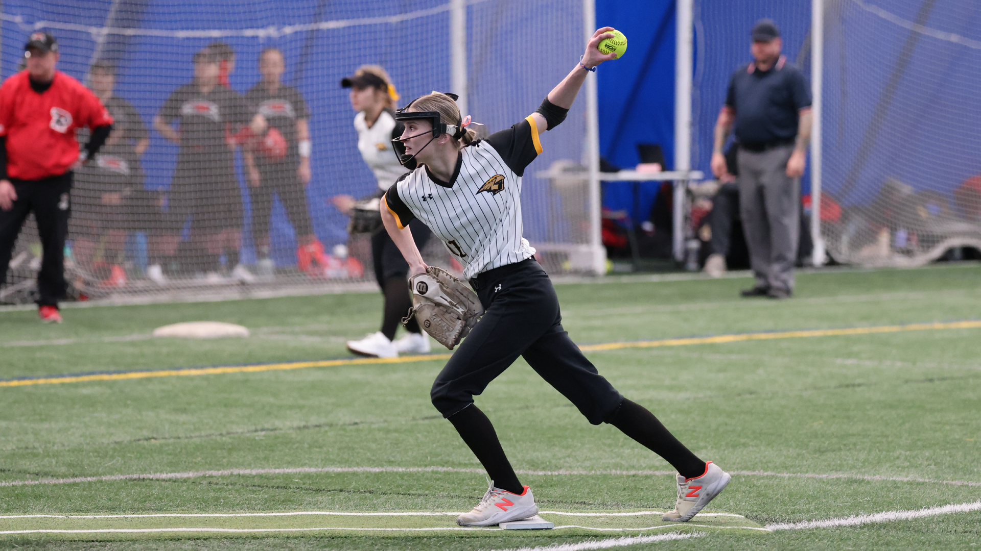 Mia Crotty (pictured) and Brianna Bougie combined for the 12th no-hitter in program history in the Titans' 8-0 win over Ripon on Sunday. Photo Credit: Steve Frommell, UW-Oshkosh Sports Information