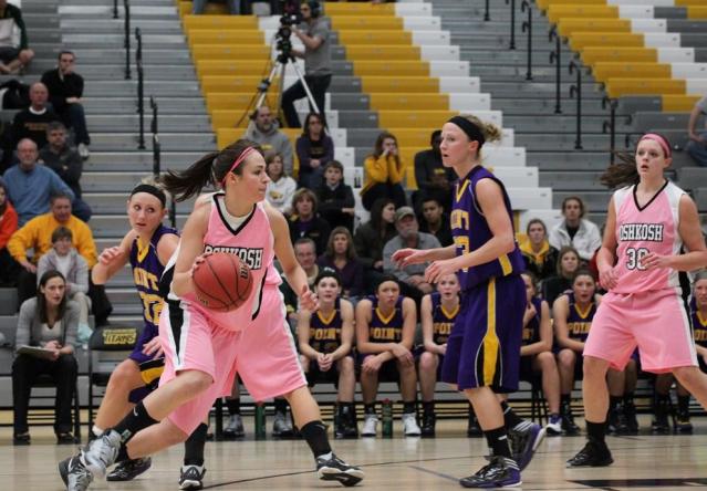Katie Kitzke's 26th three-pointer of the season won the game for the Titans (Photo by Steve Frommell)