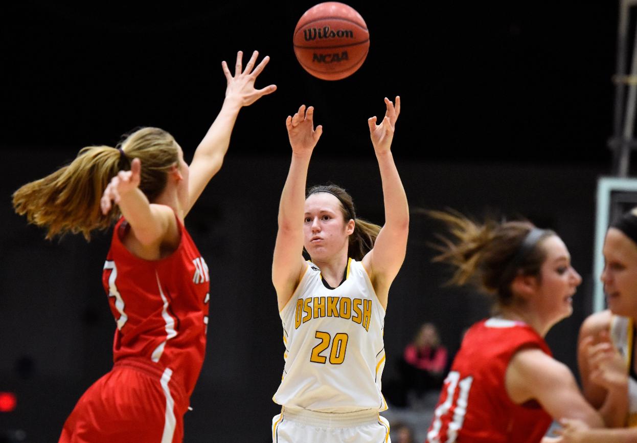 Ashley Neustifter scored seven points while counting four rebounds and two assists against the Falcons.
